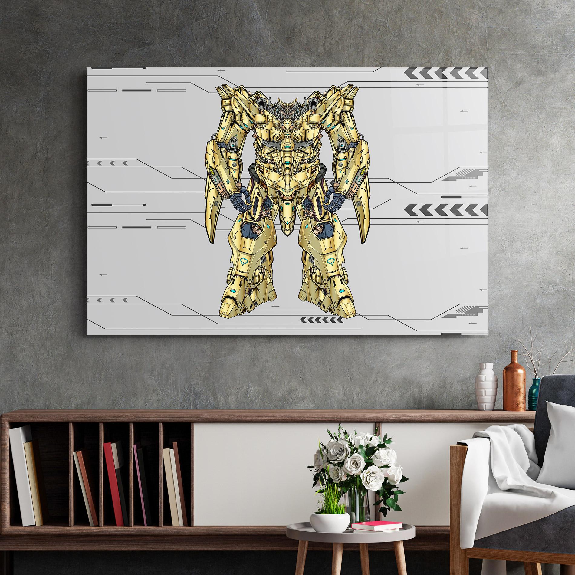 Glasbild Yellow Grey Robot mockup 2