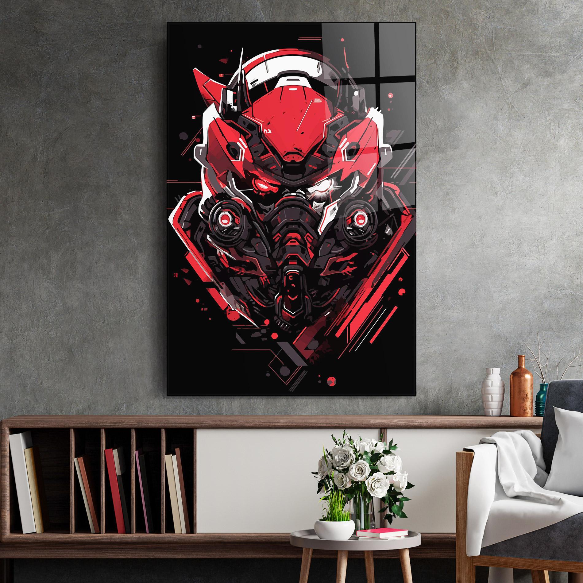 Glasbild Red Robot Art mockup 2