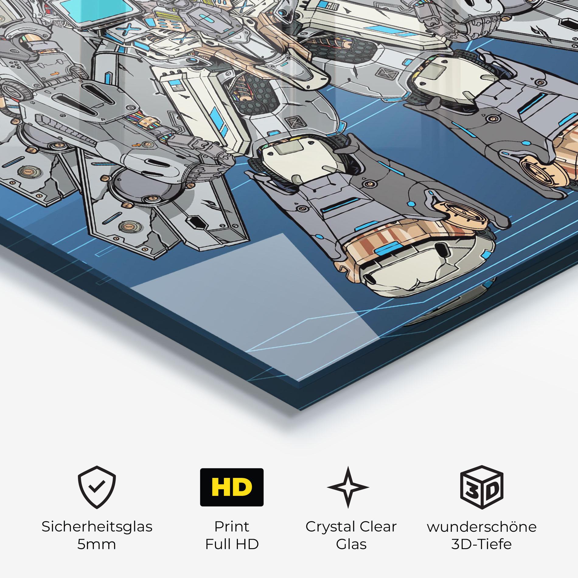 Glasbild Blue Grey Robot mockup 3