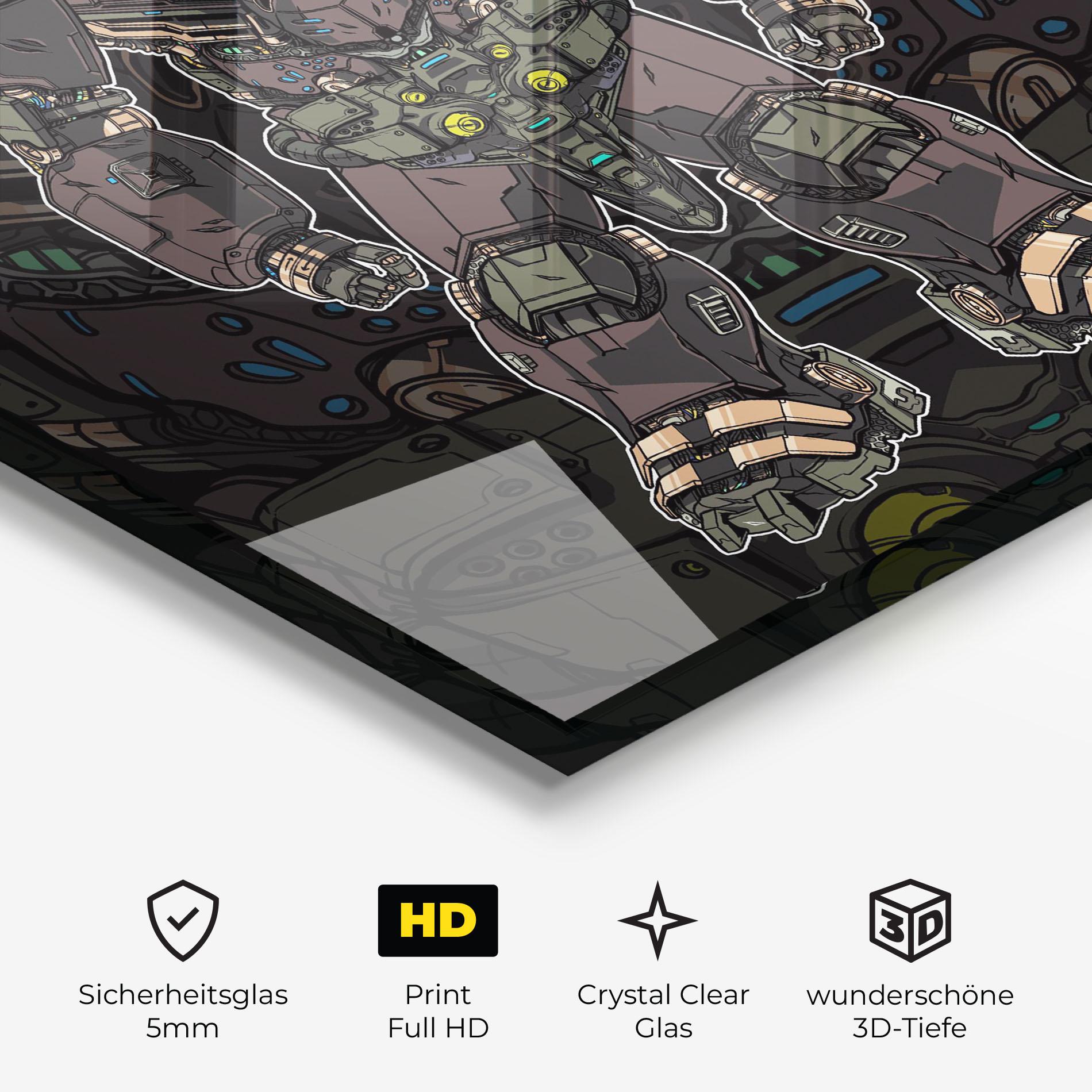 Glasbild Brown Grey Robot mockup 3