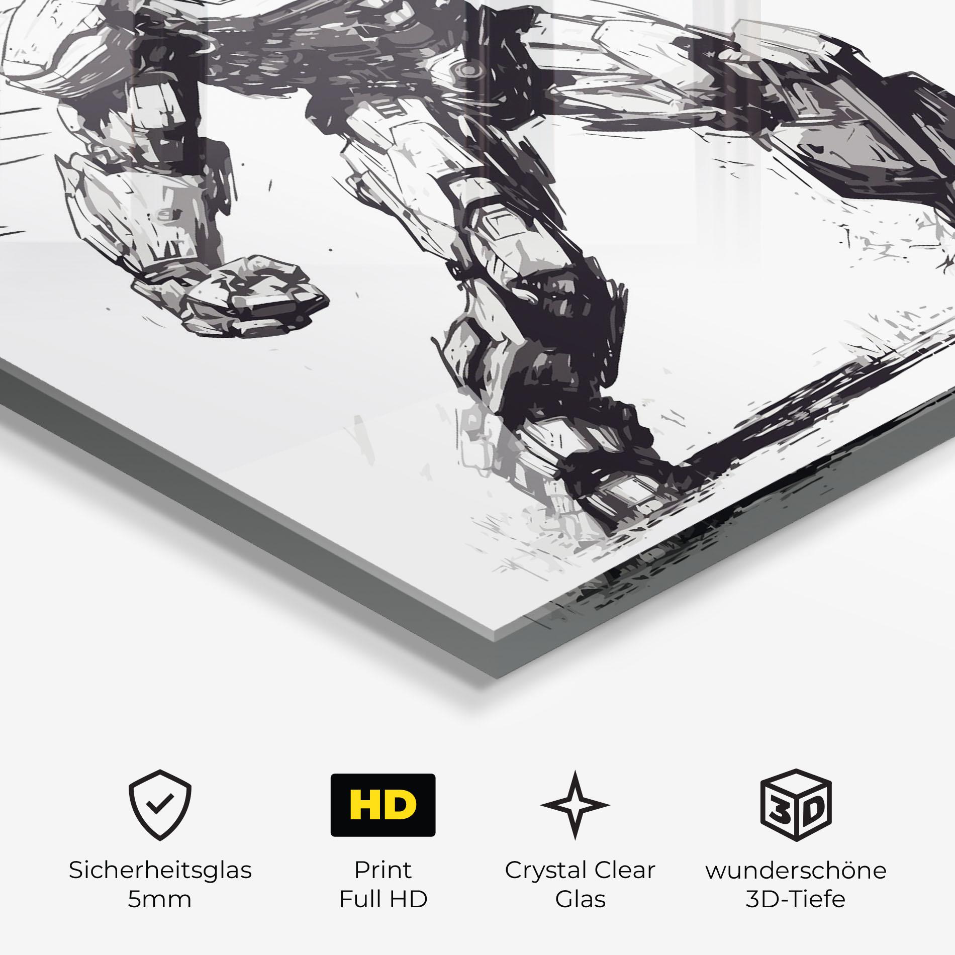 Glasbild Grey White Robot mockup 3
