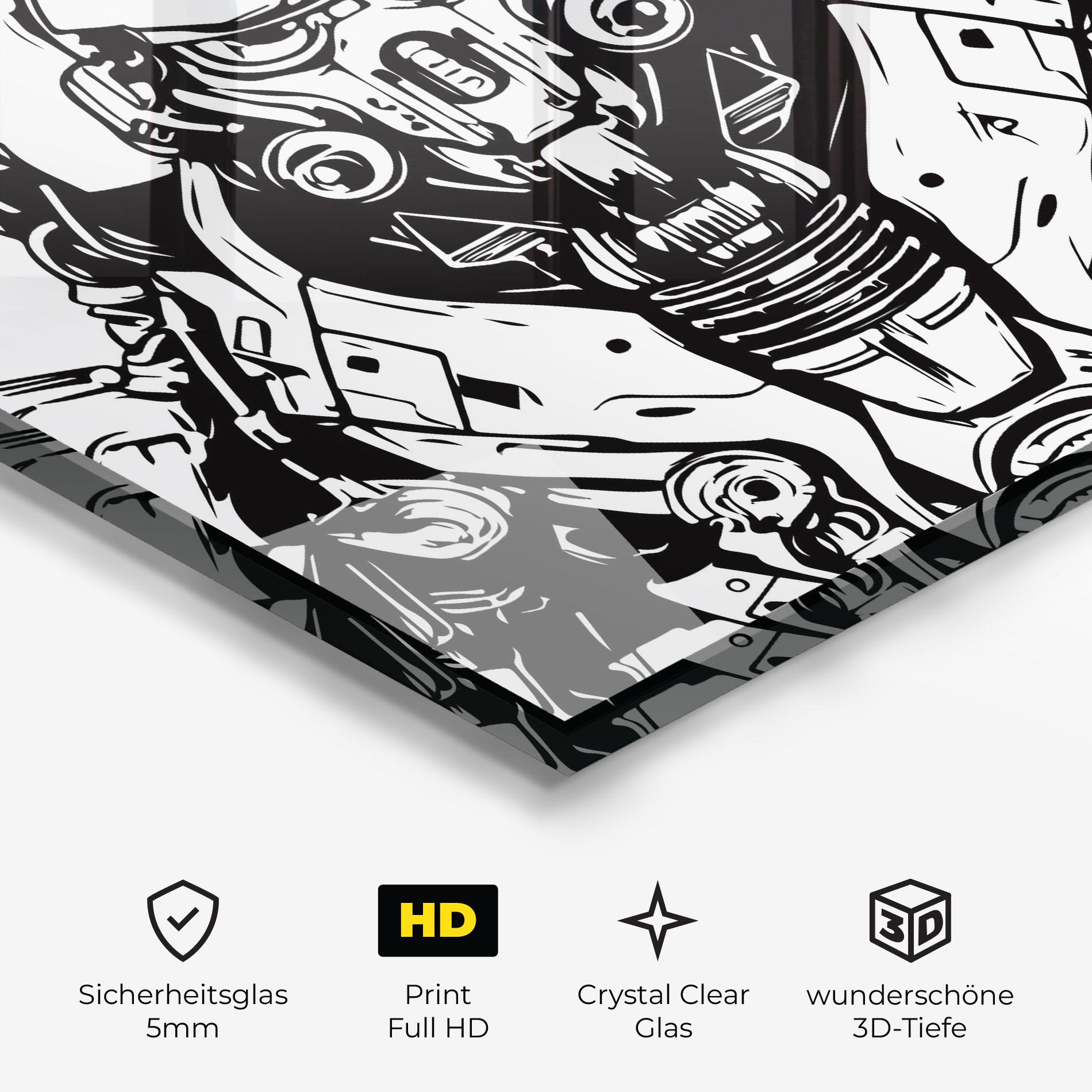 Glasbild Military Robot mockup 3