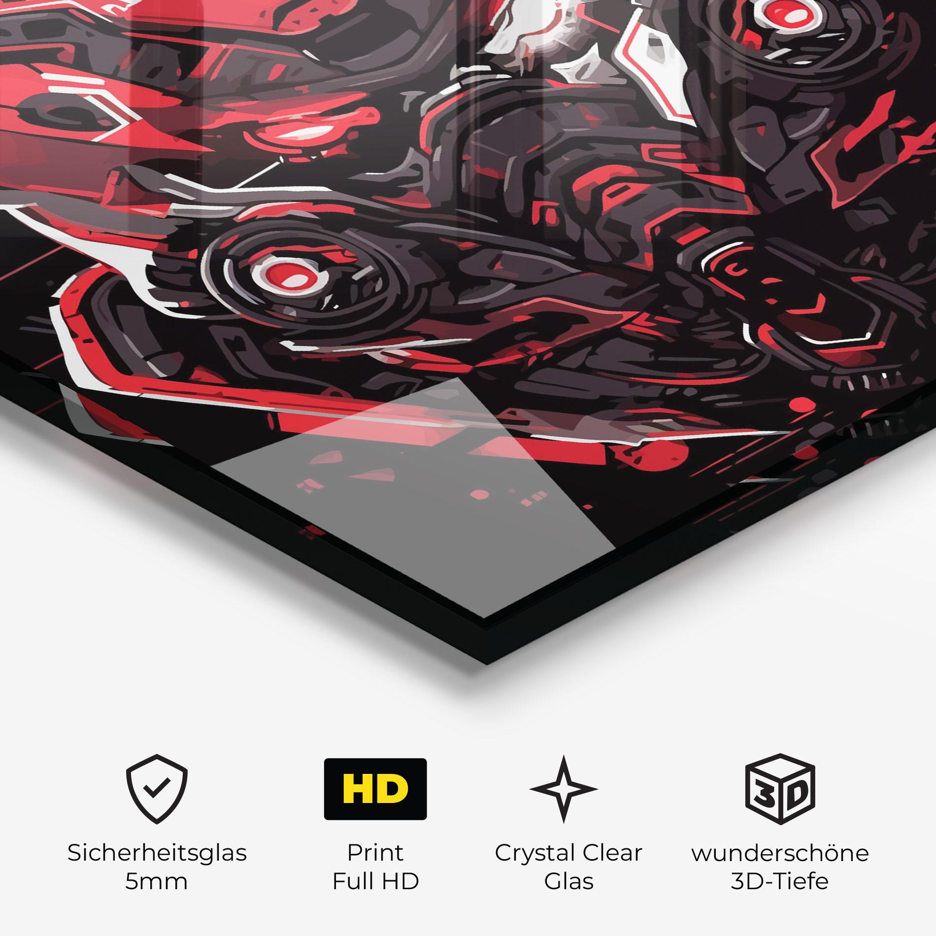 Glasbild Red Robot Art mockup 3