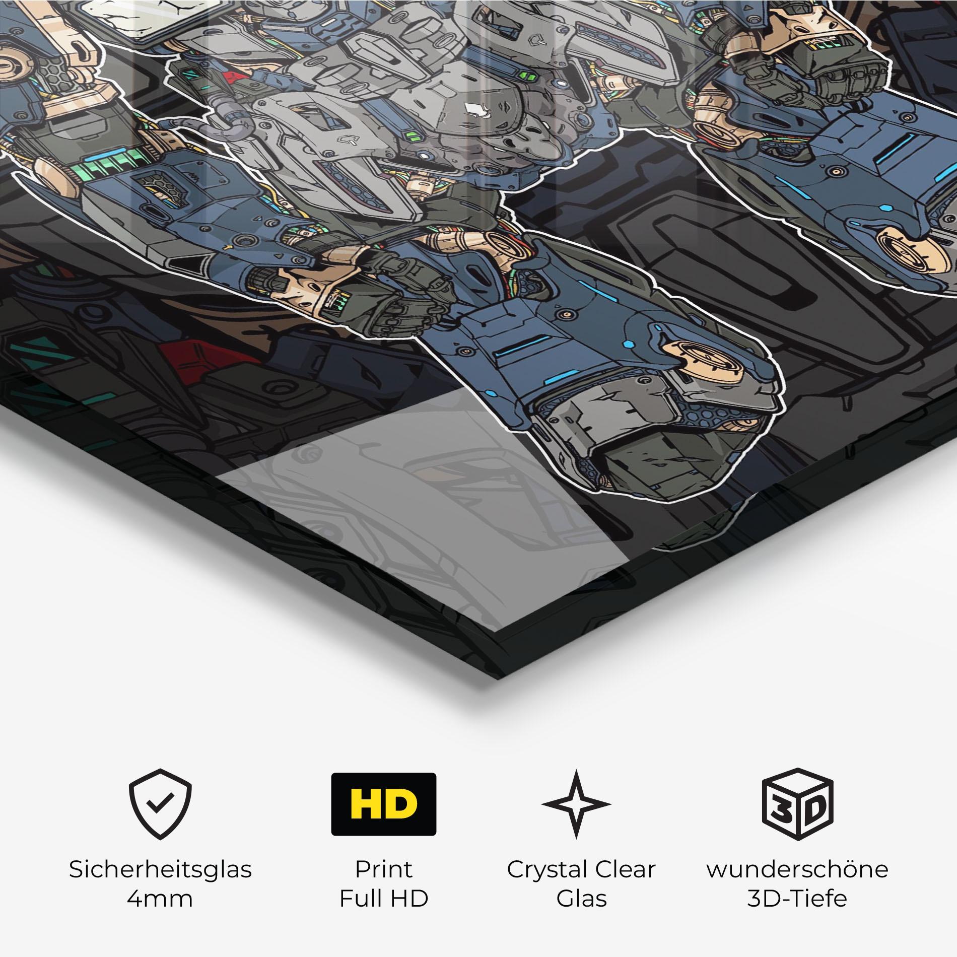 Glasbild Blue Green Robot mockup 3