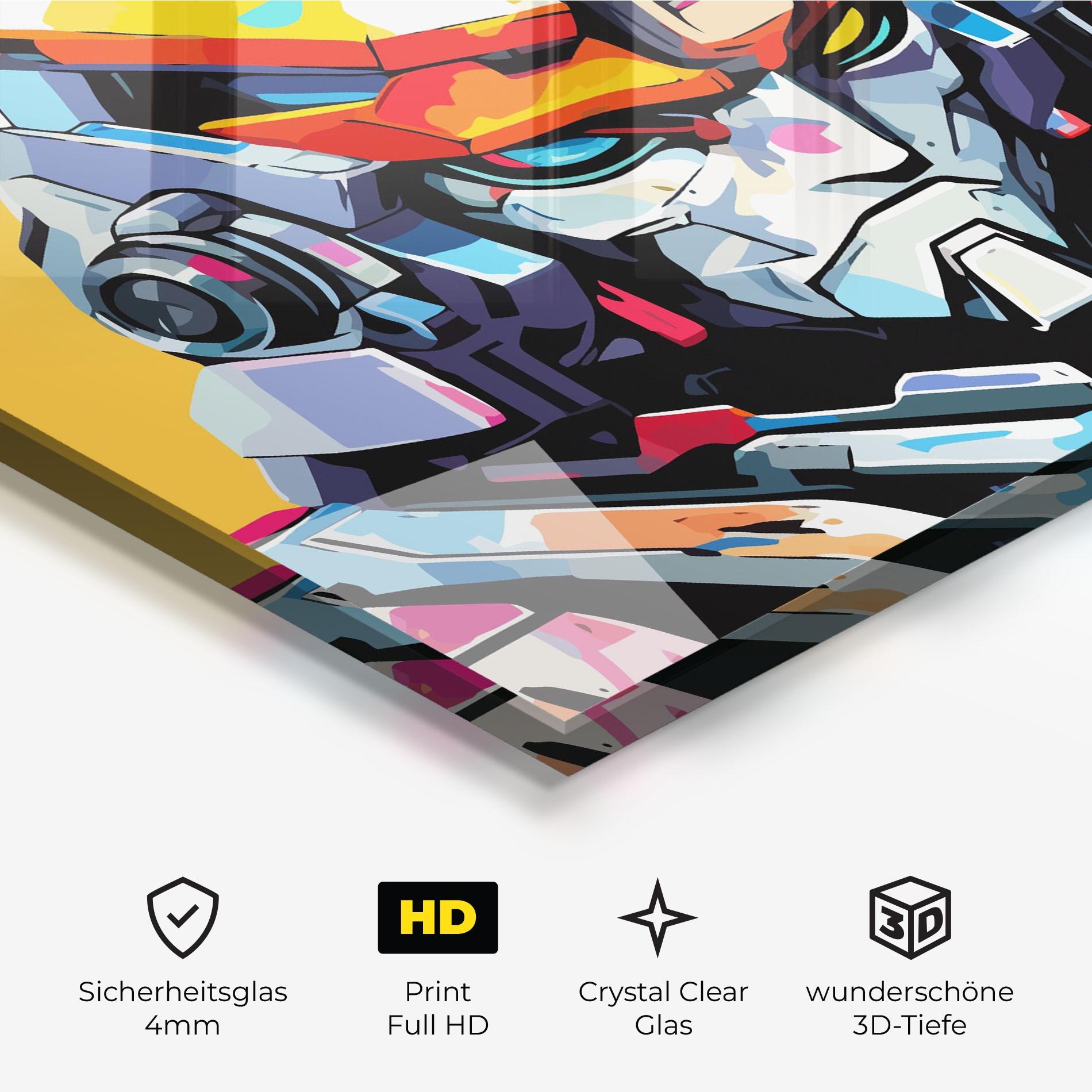 Glasbild Colorful Art Robot mockup 3