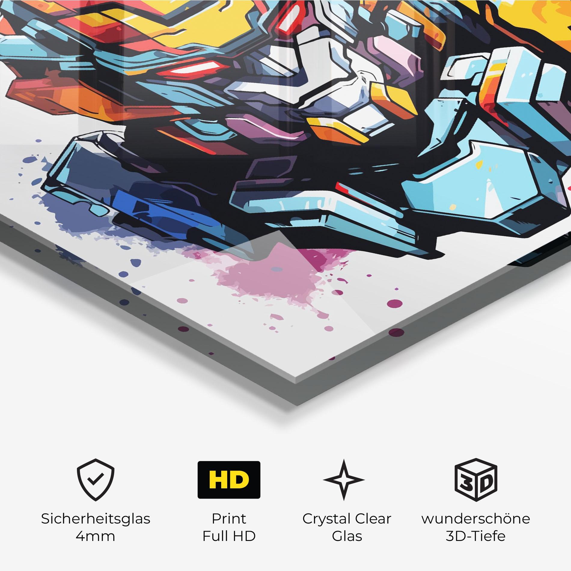 Glasbild Colorful Robot mockup 3