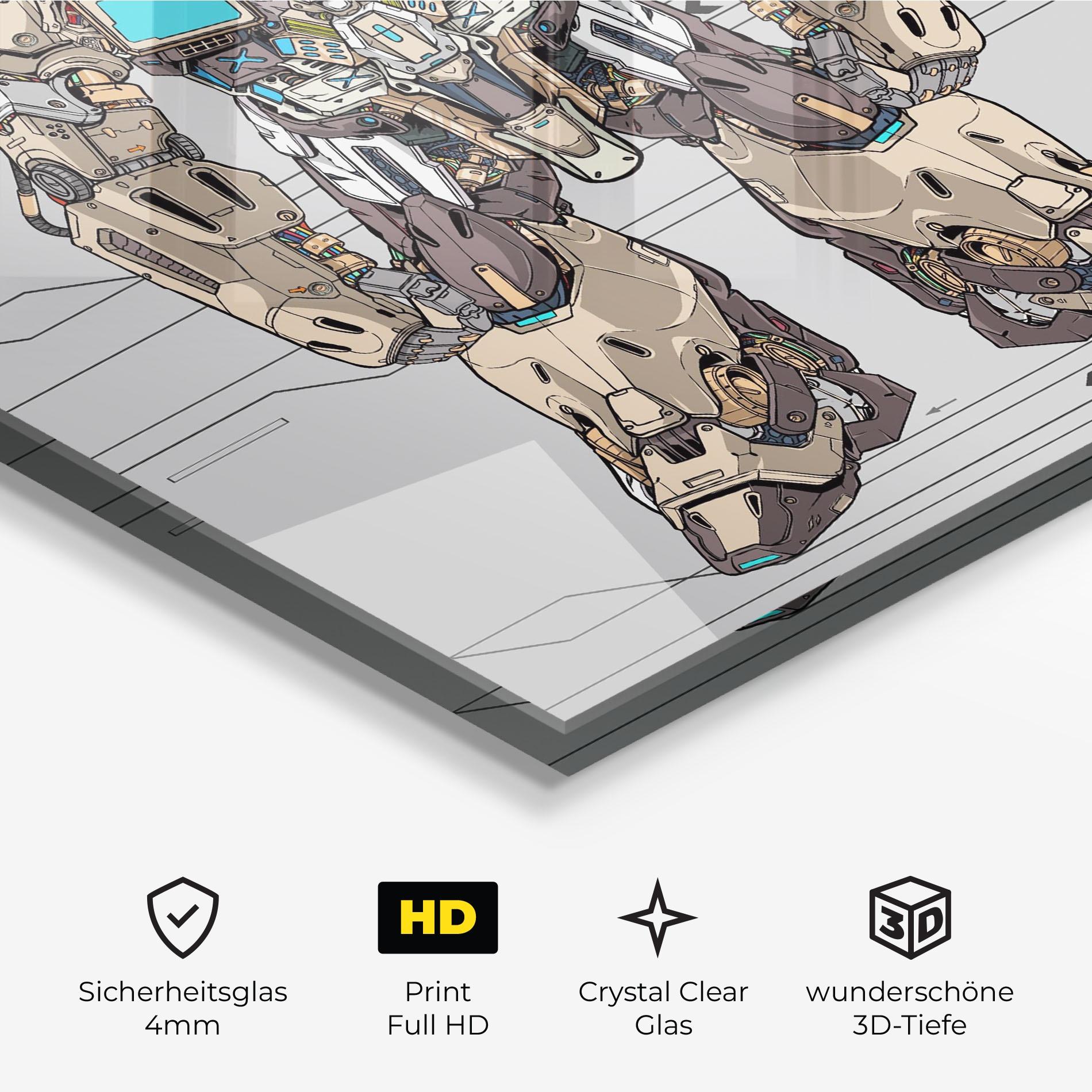 Glasbild Cream Blue Robot mockup 3