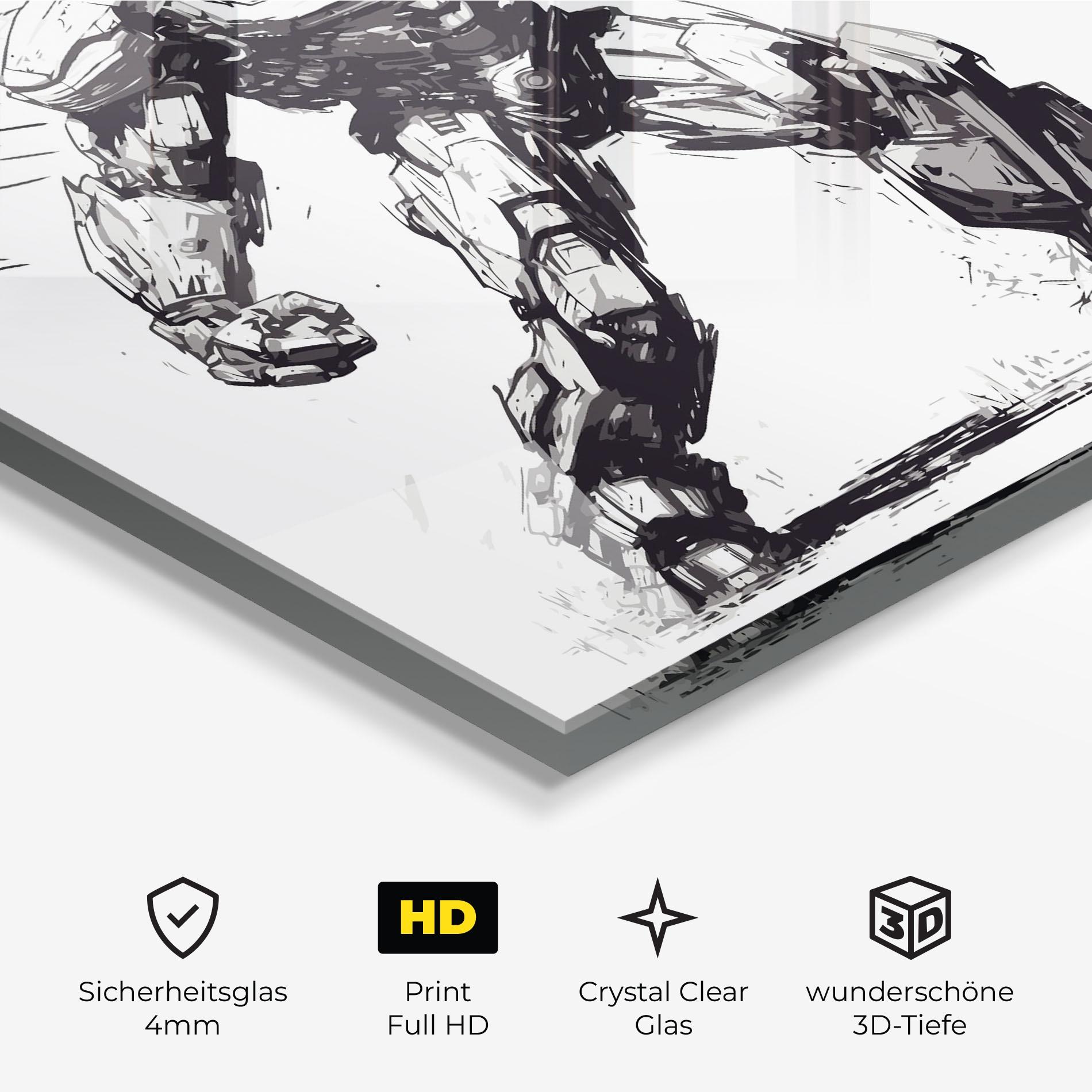 Glasbild Grey White Robot mockup 3