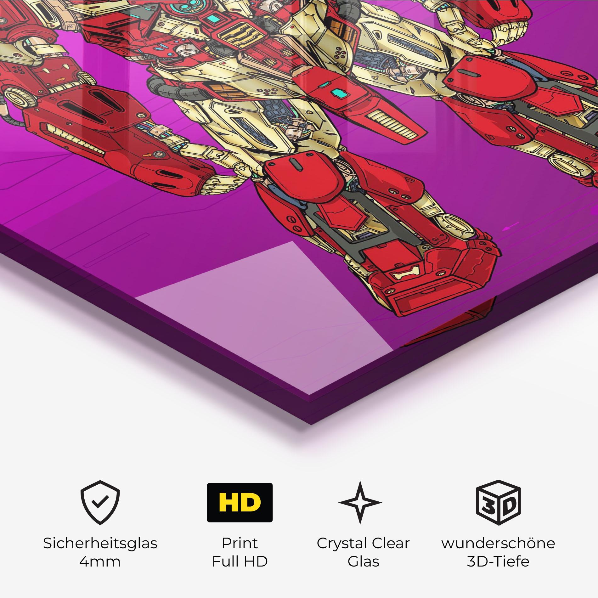 Glasbild Red Cream Robot mockup 3