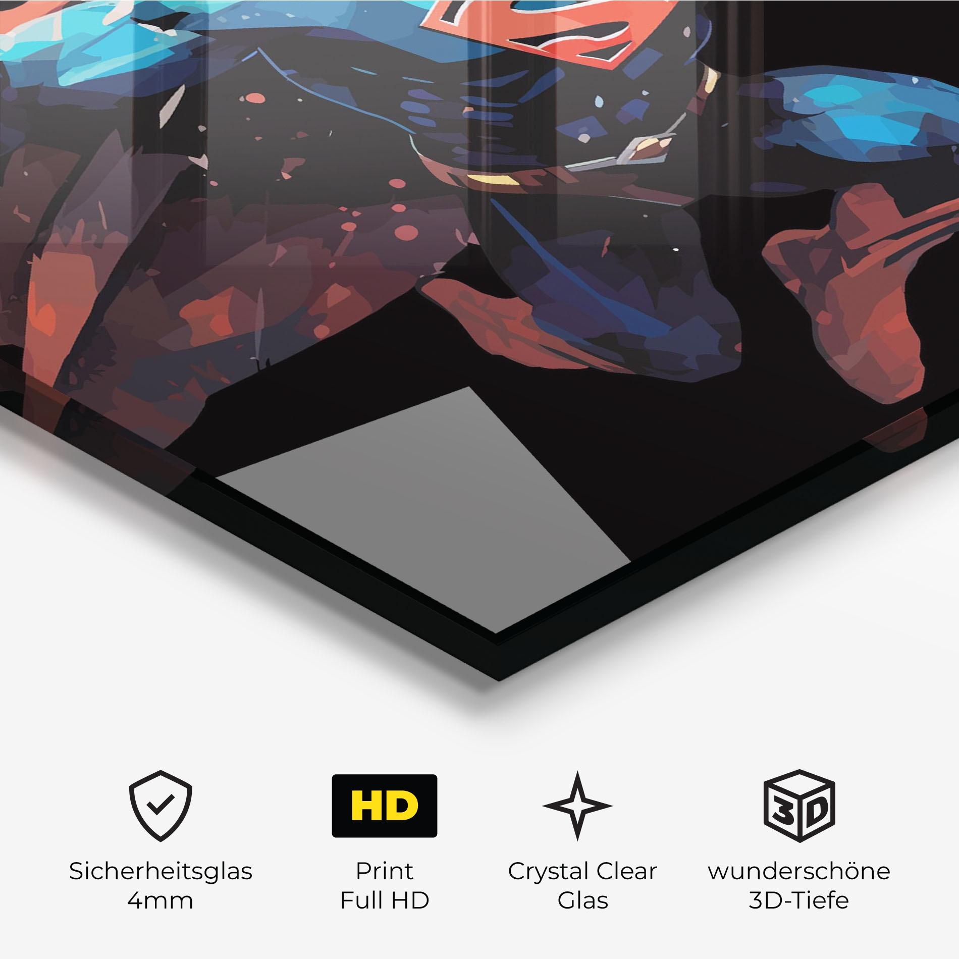 Glasbild Superman Jump mockup 3
