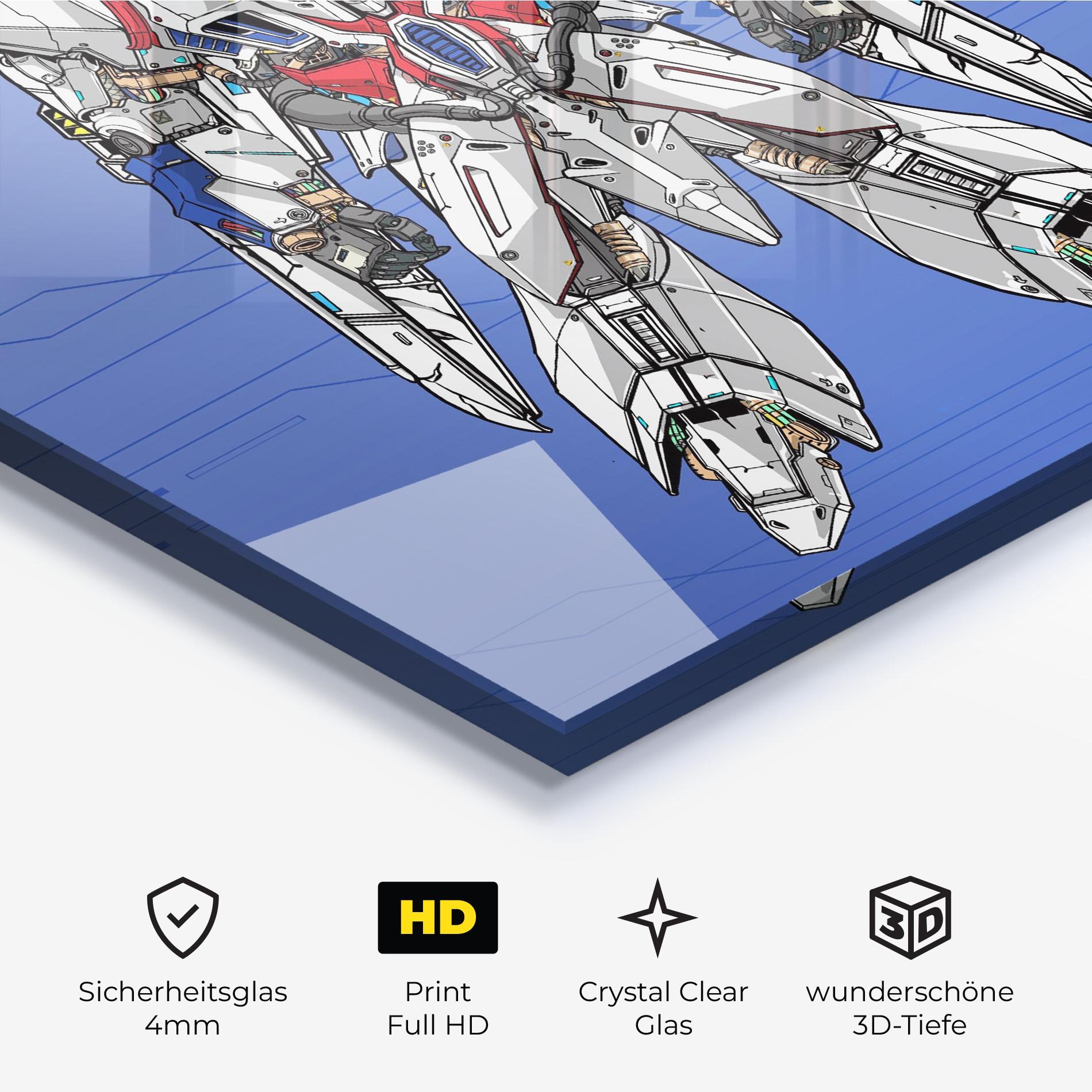 Glasbild White Red Robot mockup 3