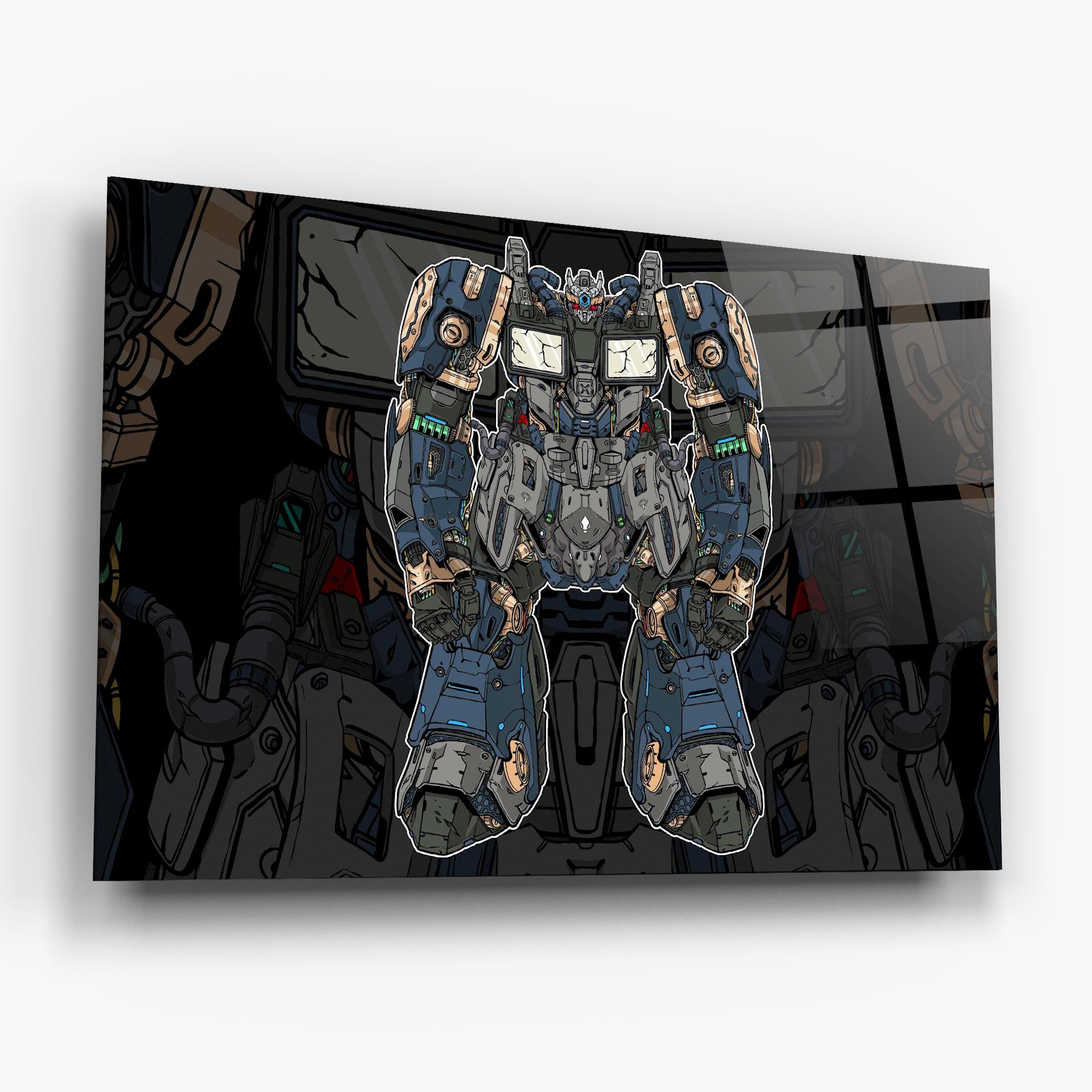 Glasbild Blue Green Robot mockup 6