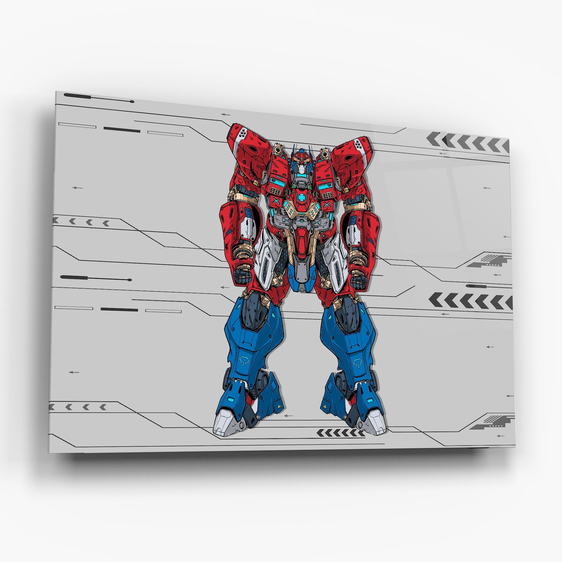 Glasbild Blue Red Robot mockup 6