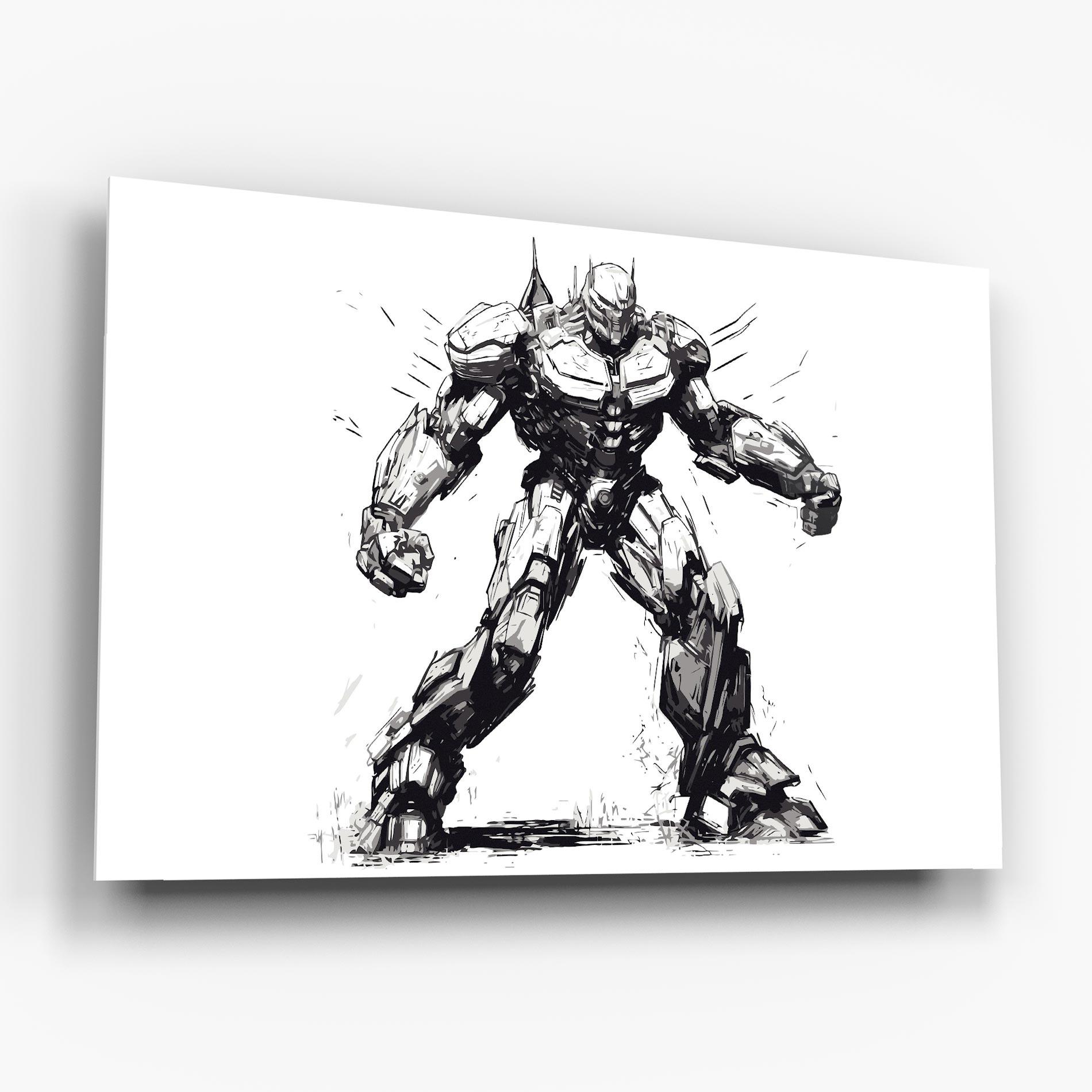 Glasbild Grey White Robot mockup 6