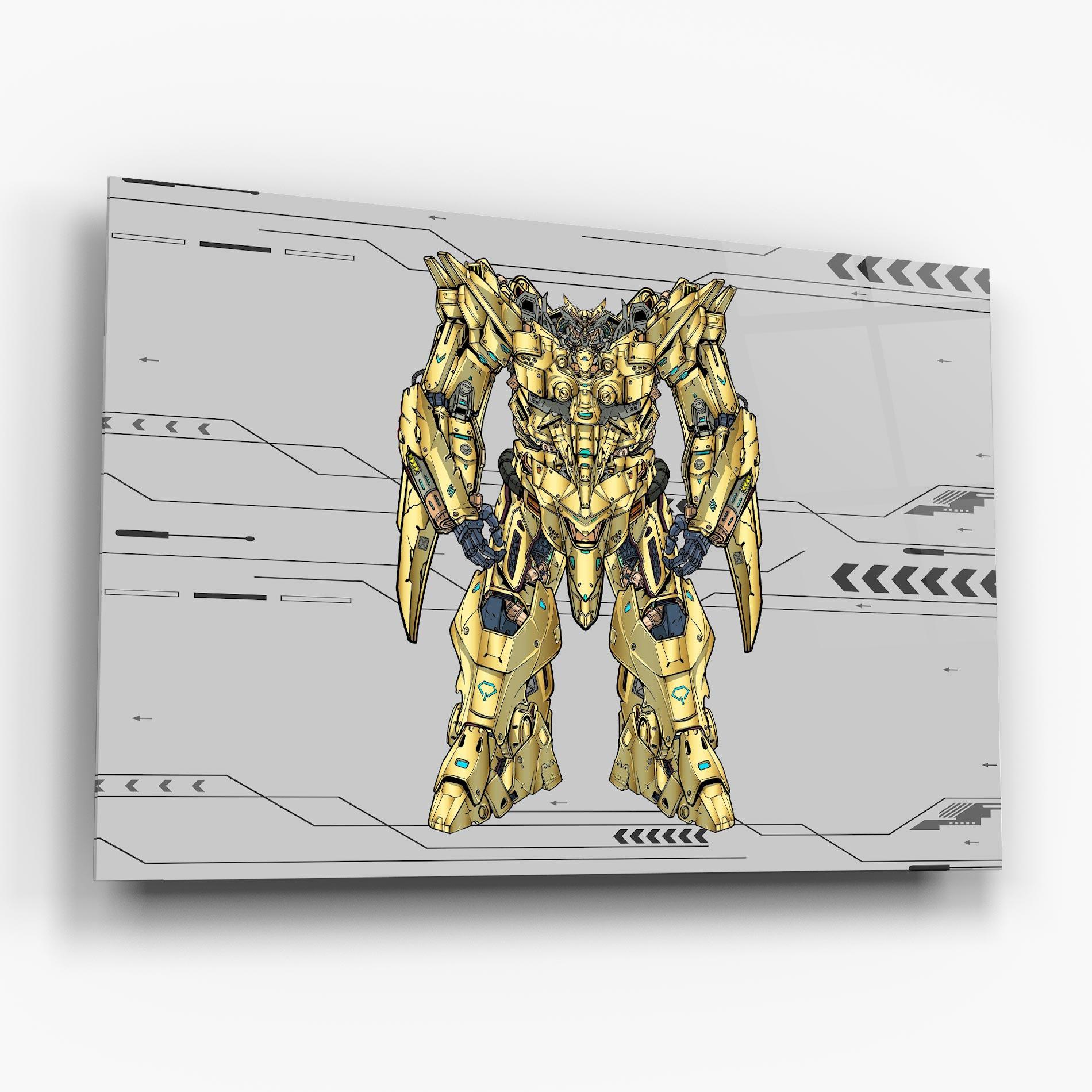 Glasbild Yellow Grey Robot mockup 6
