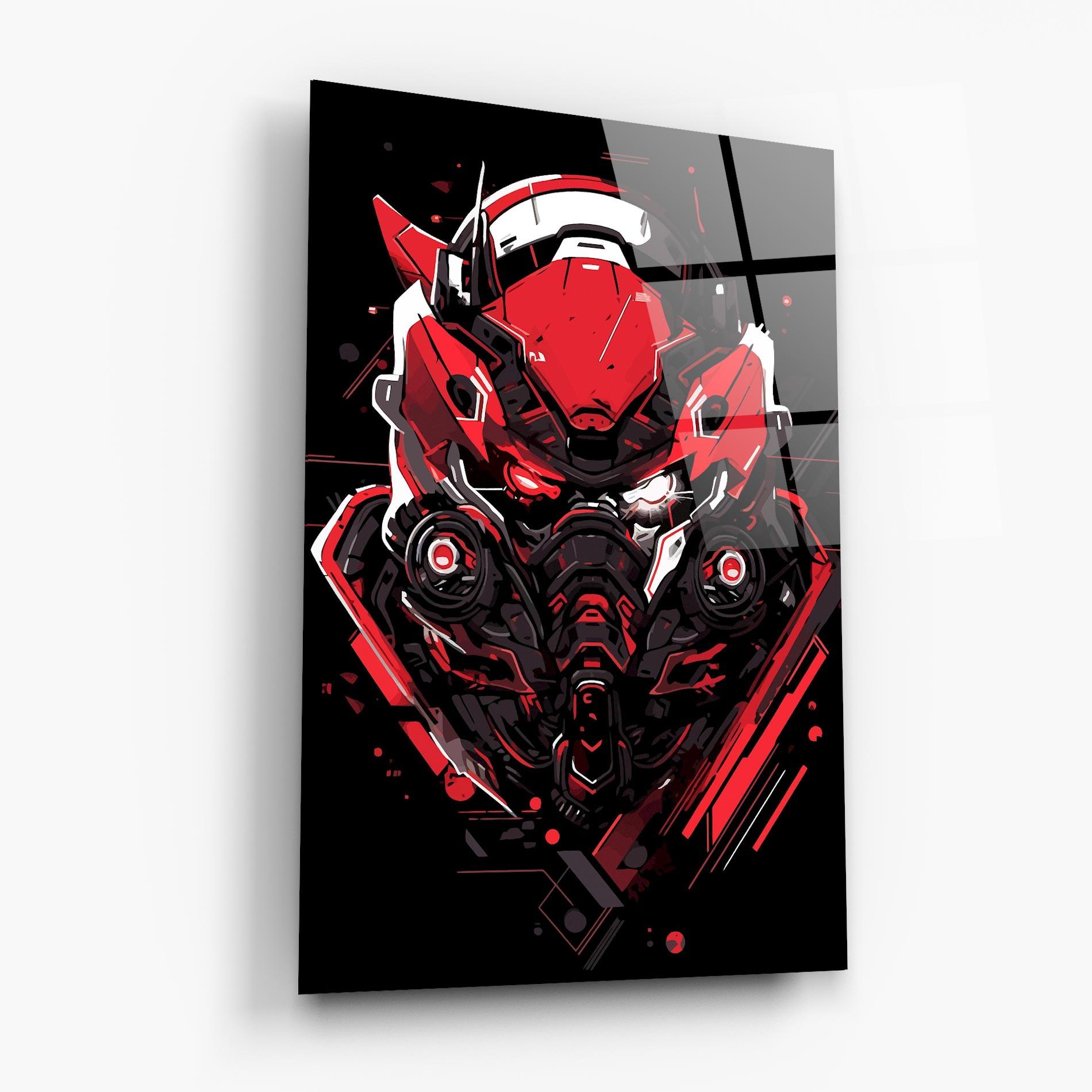 Glasbild Red Robot Art mockup 6