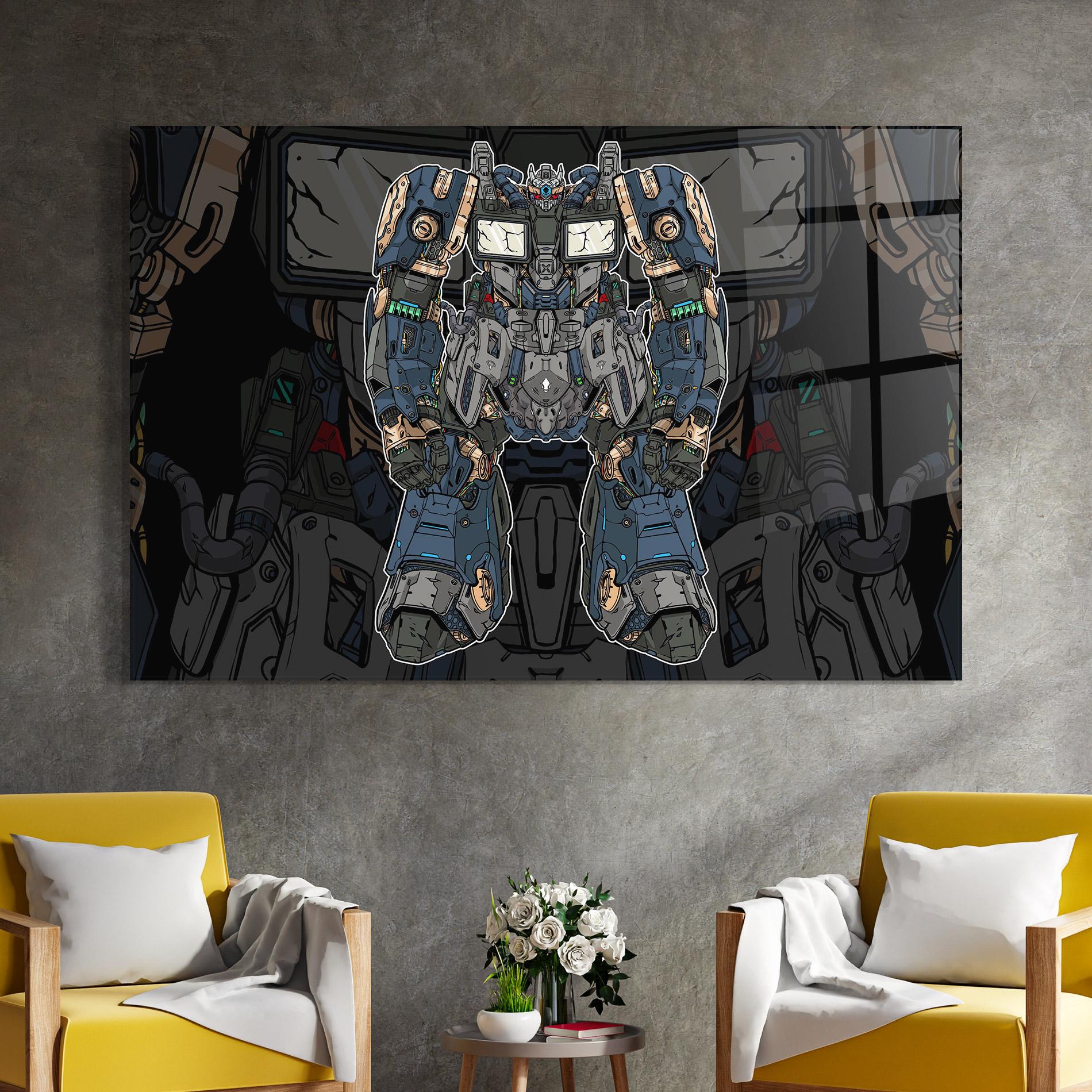 Glasbild Blue Green Robot mockup 4