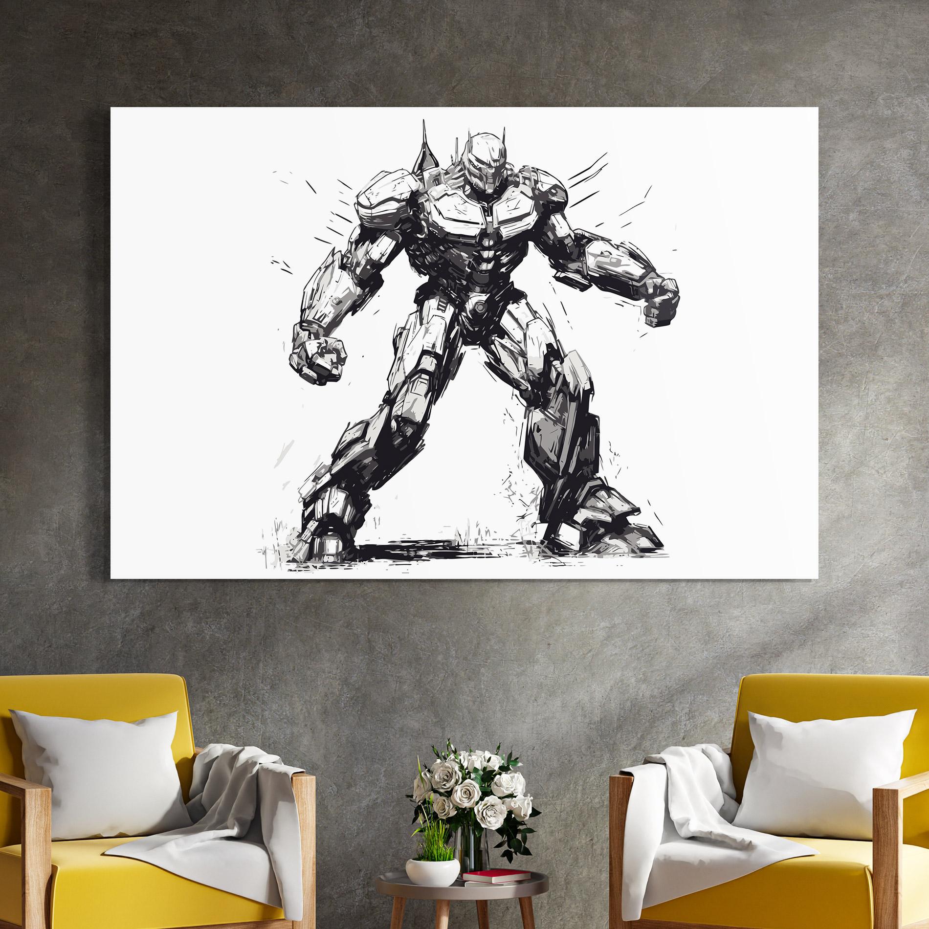 Glasbild Grey White Robot mockup 4
