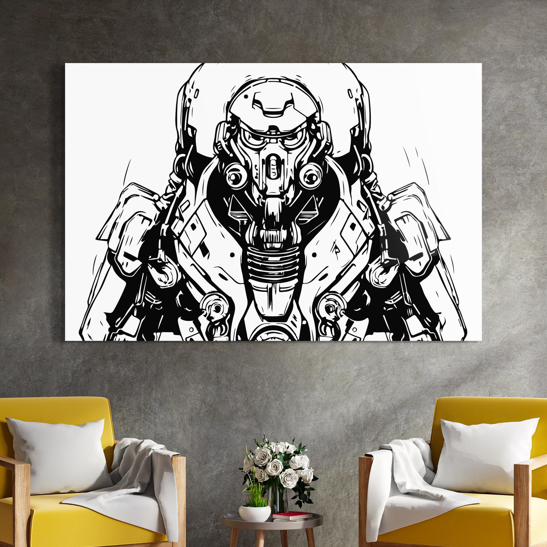 Glasbild Military Robot mockup 4