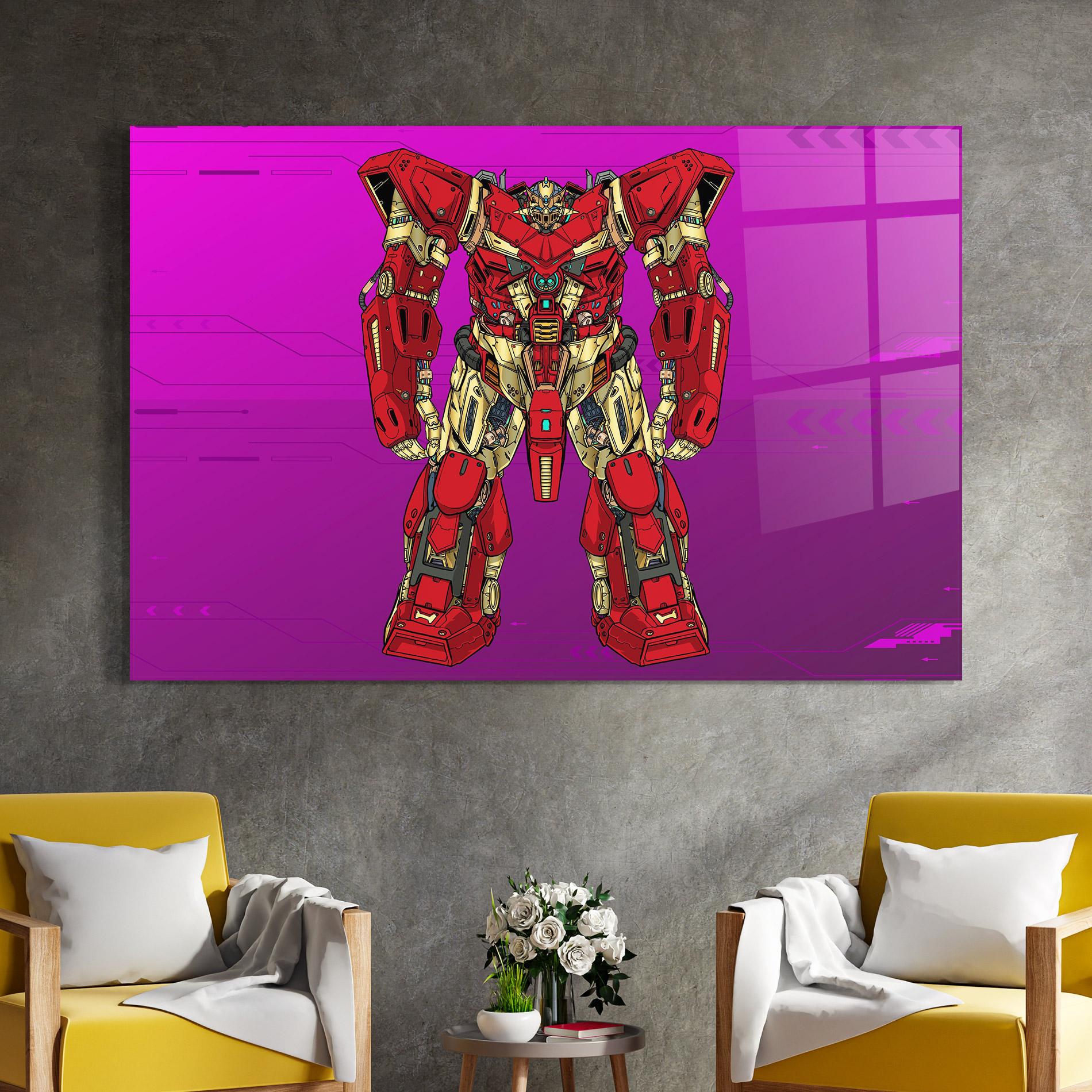 Glasbild Red Cream Robot mockup 4