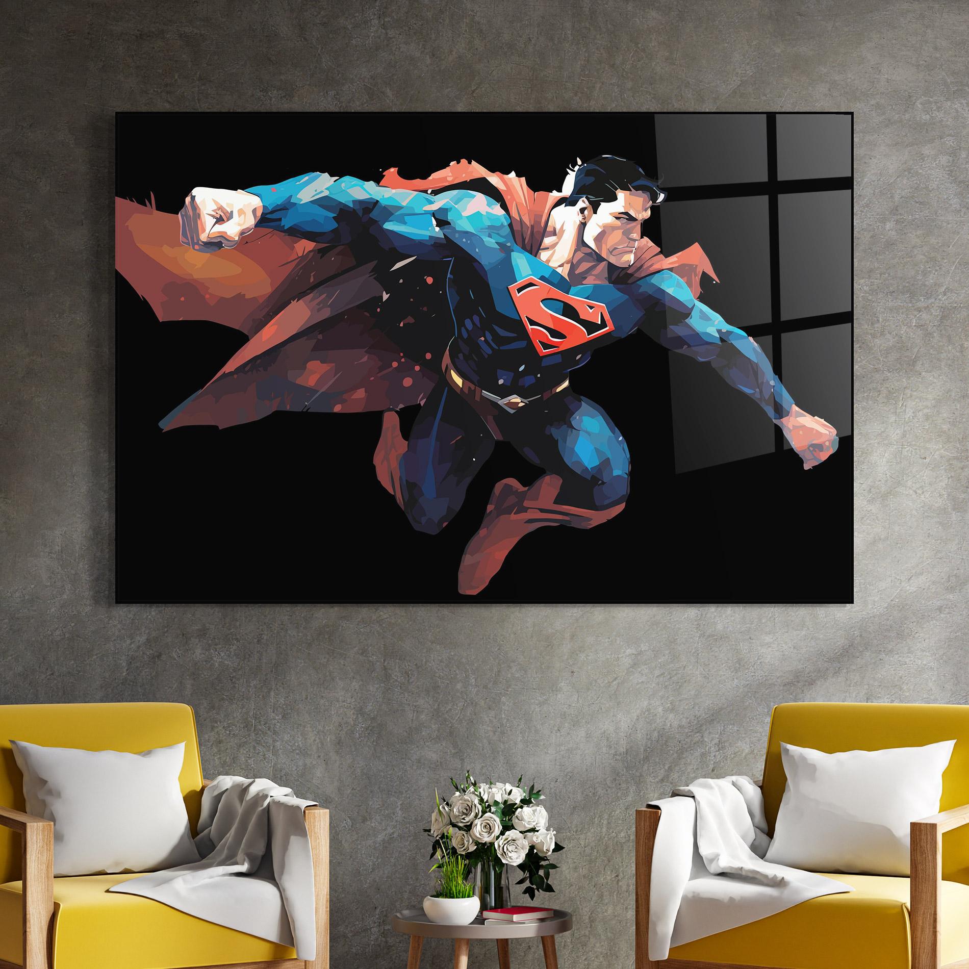Glasbild Superman Jump mockup 4