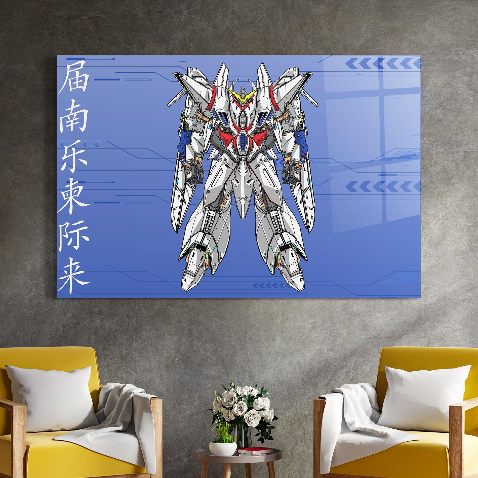 Glasbild White Red Robot mockup 4