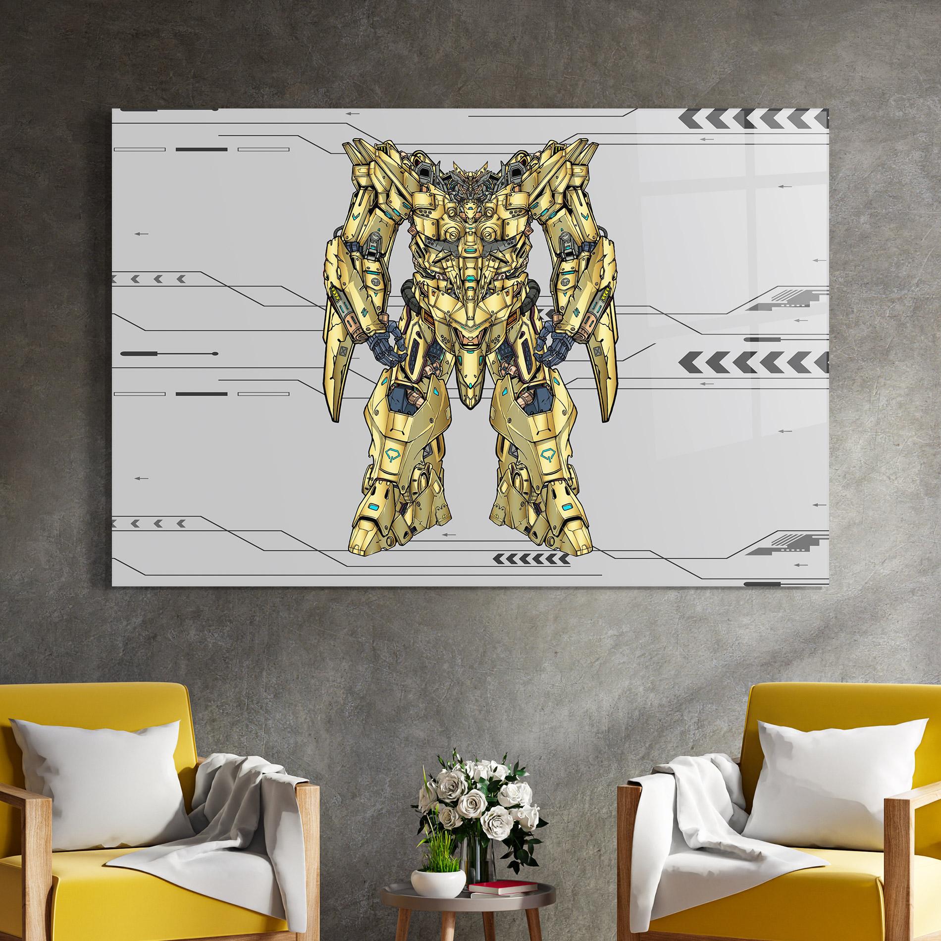 Glasbild Yellow Grey Robot mockup 4