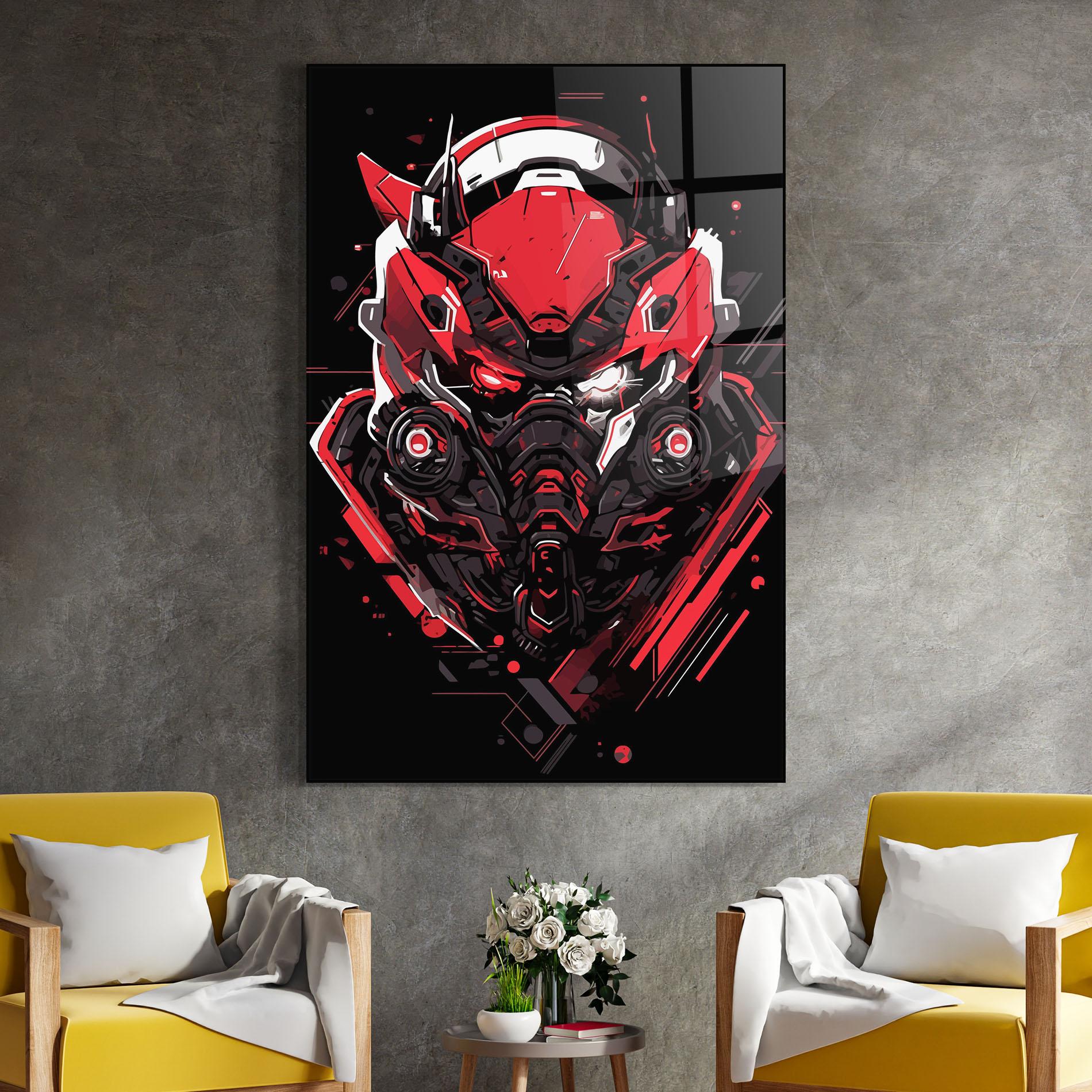 Glasbild Red Robot Art mockup 4