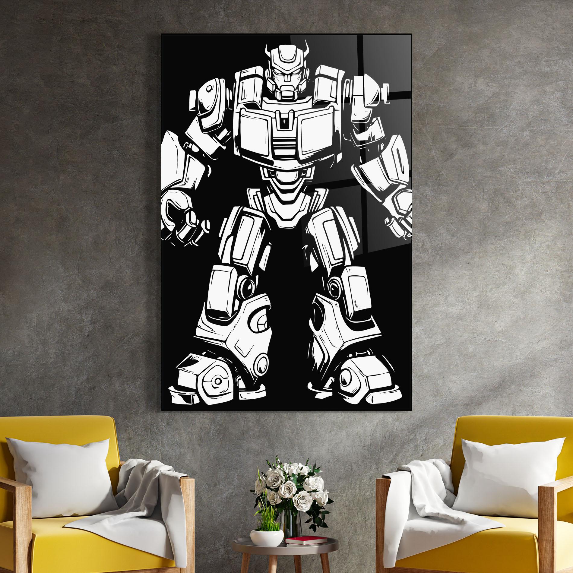 Glasbild Robot Machine mockup 4