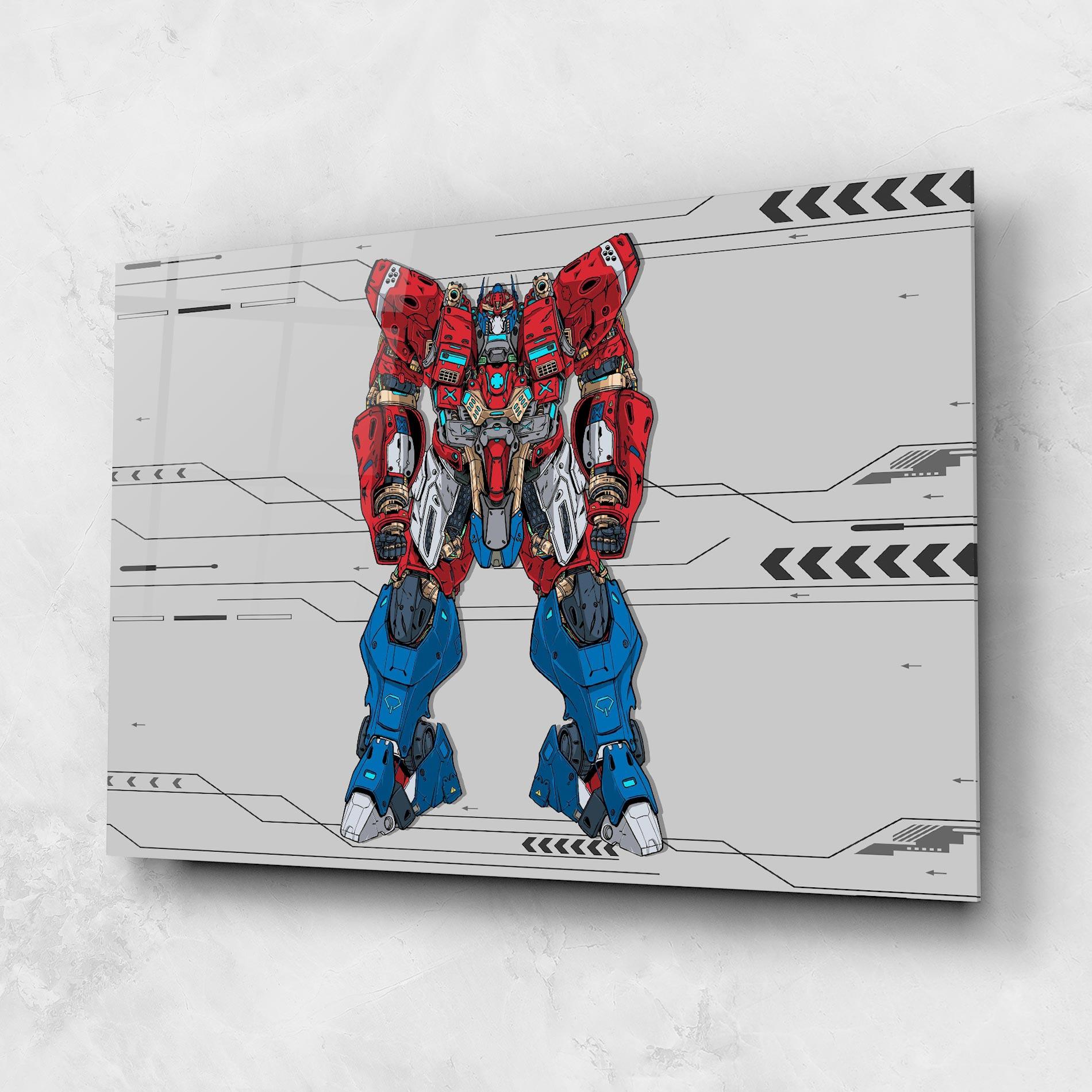 Glasbild Blue Red Robot mockup 1