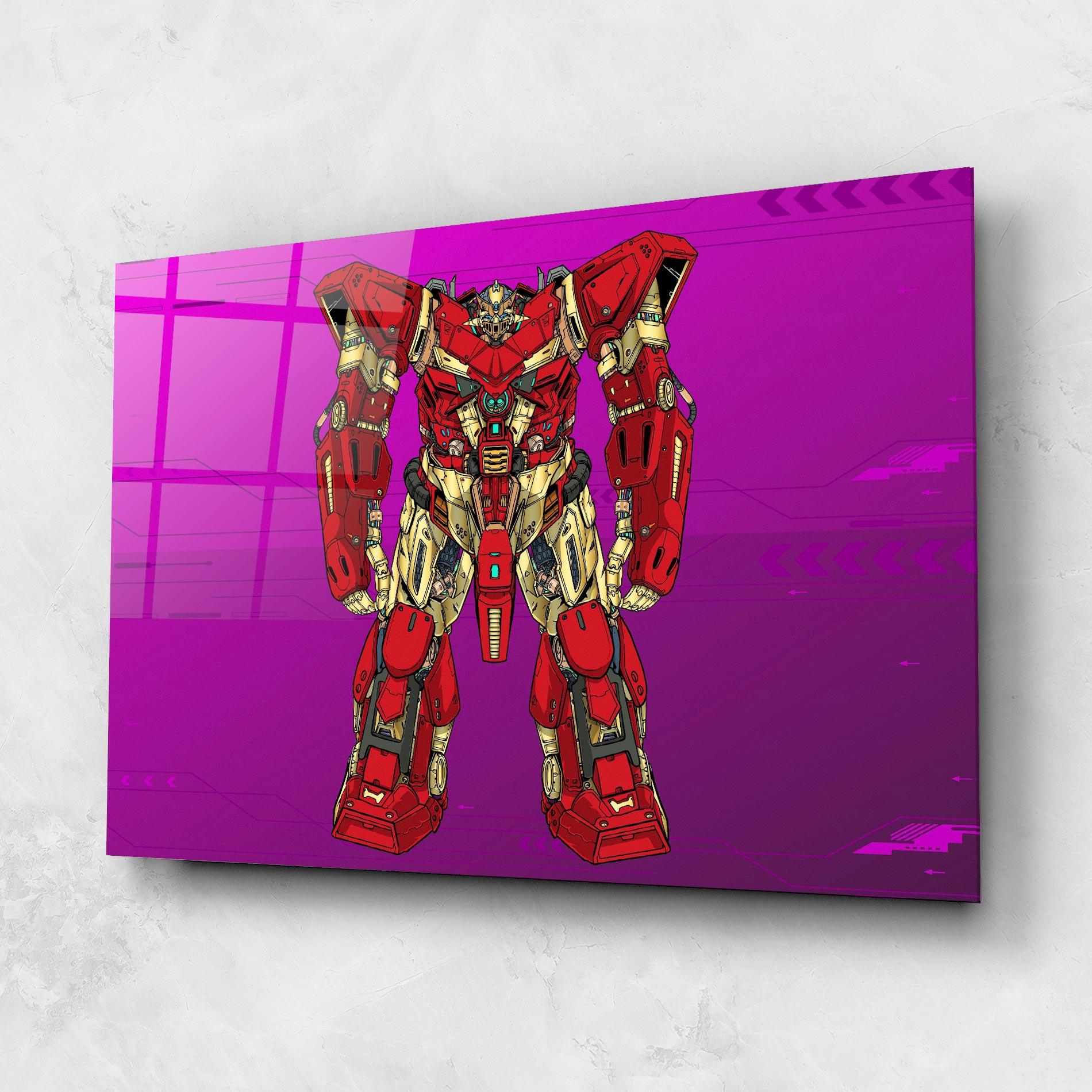 Glasbild Red Cream Robot mockup 1
