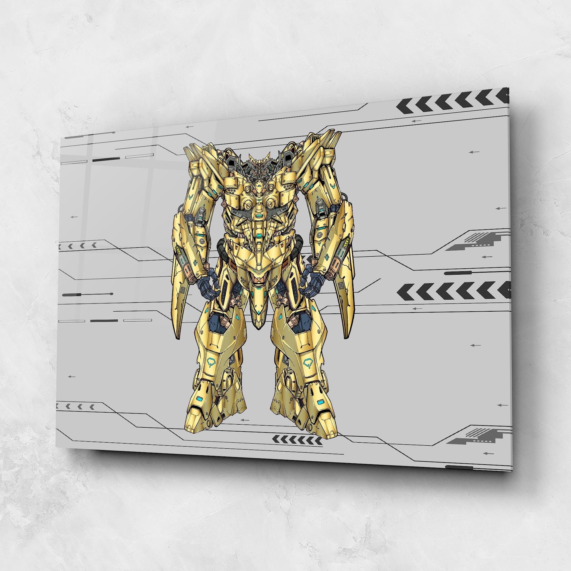 Glasbild Yellow Grey Robot mockup 1