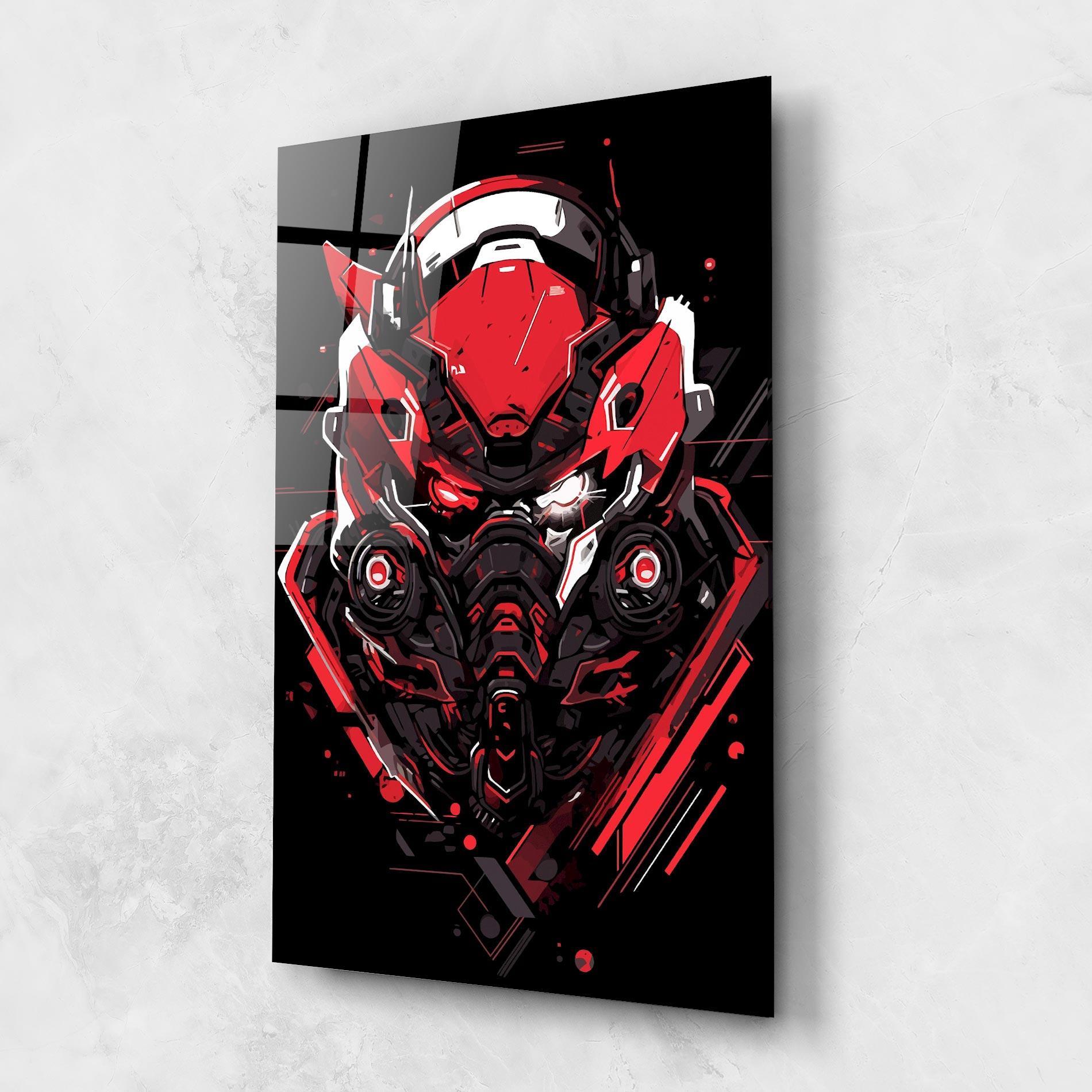 Glasbild Red Robot Art mockup 1