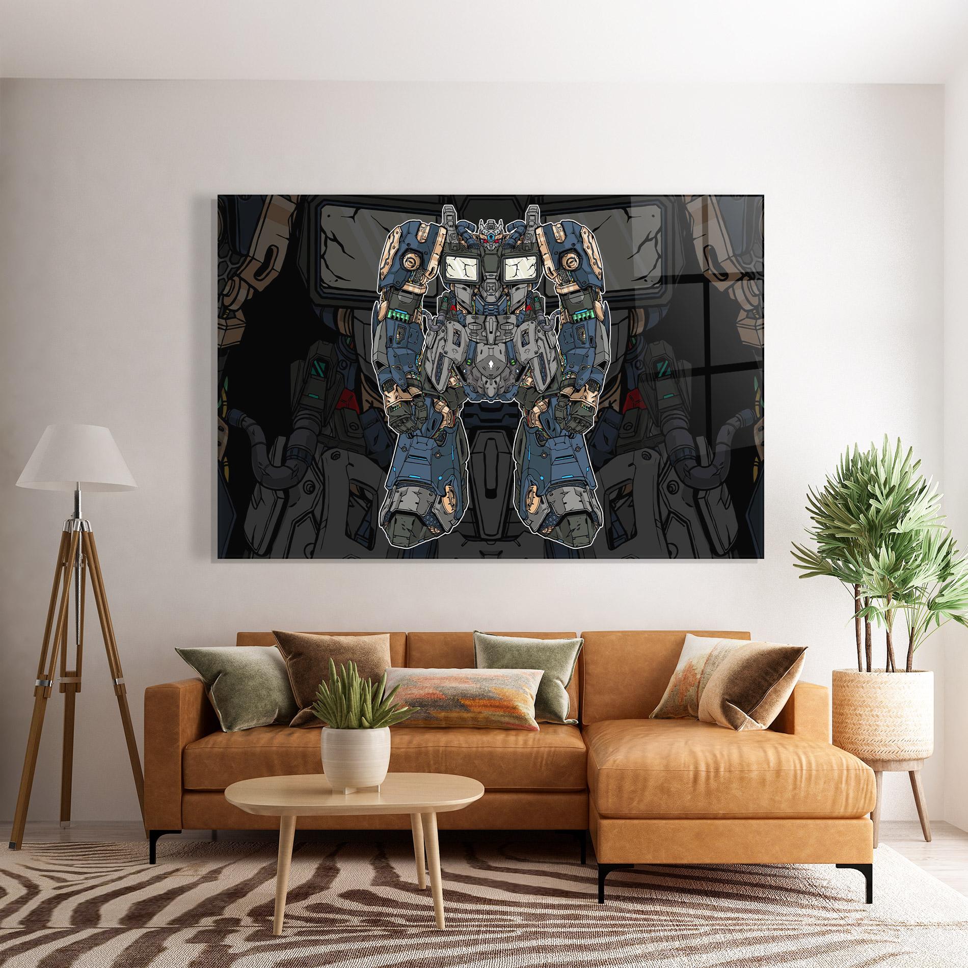 Glasbild Blue Green Robot mockup 7