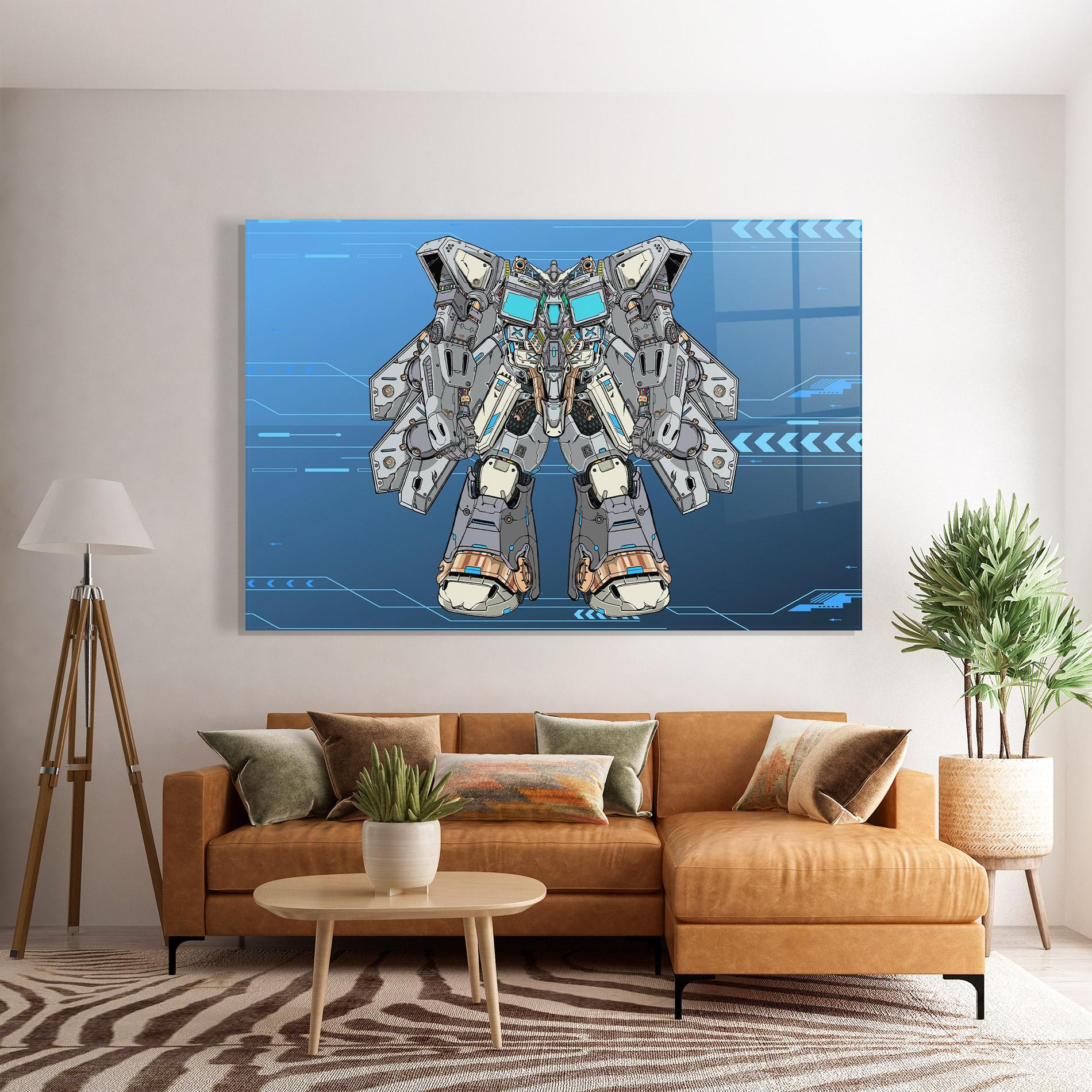 Glasbild Blue Grey Robot mockup 7