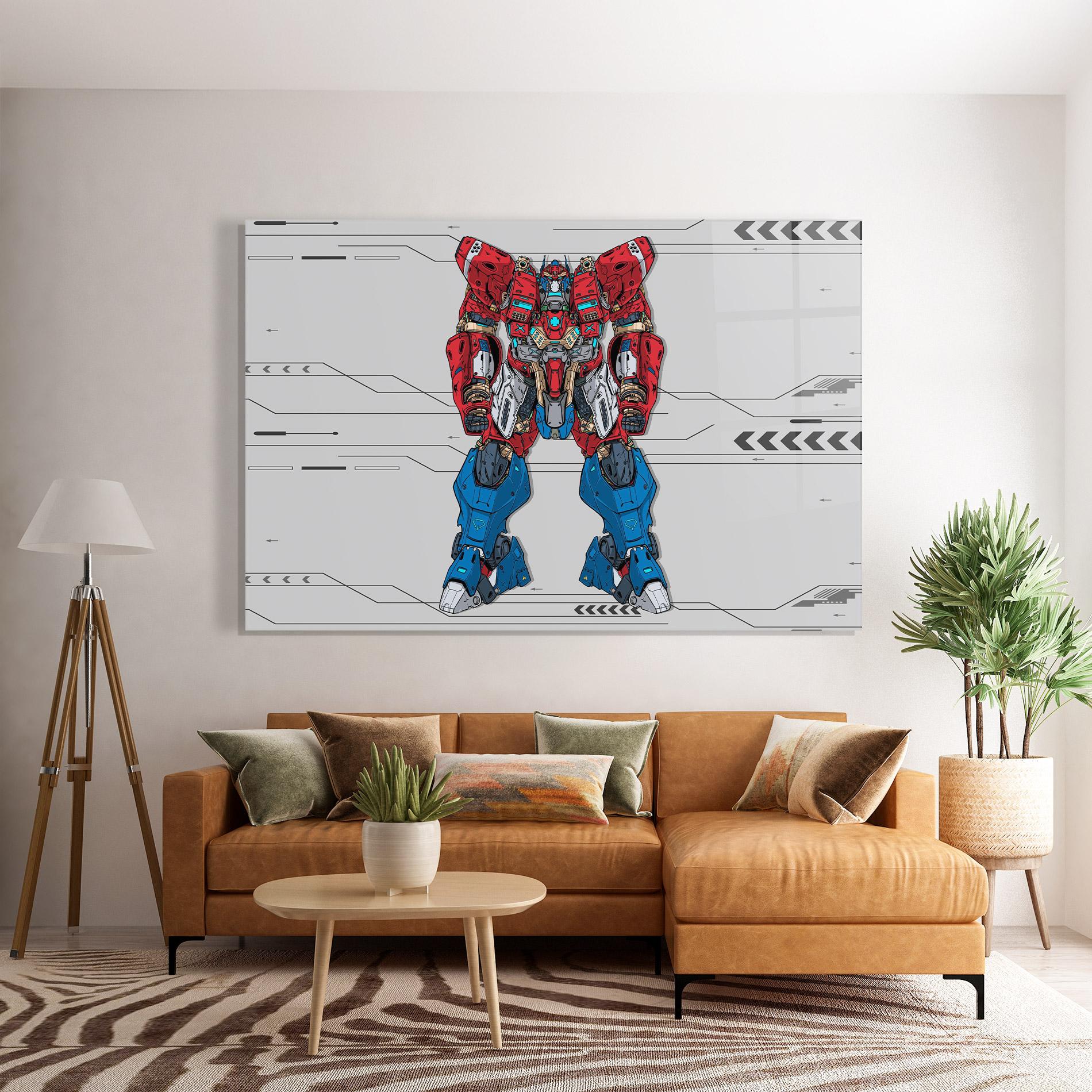 Glasbild Blue Red Robot mockup 7