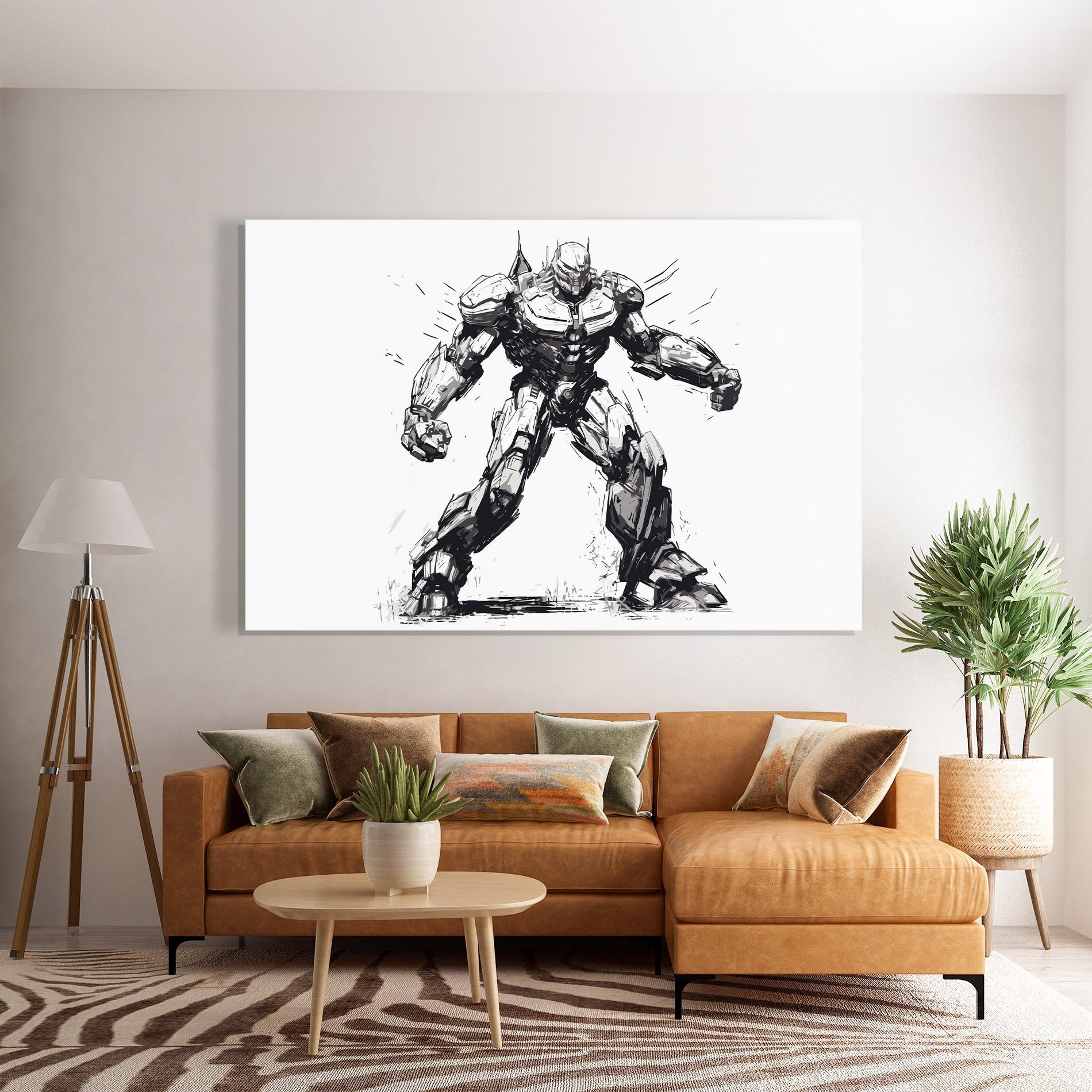 Glasbild Grey White Robot mockup 7