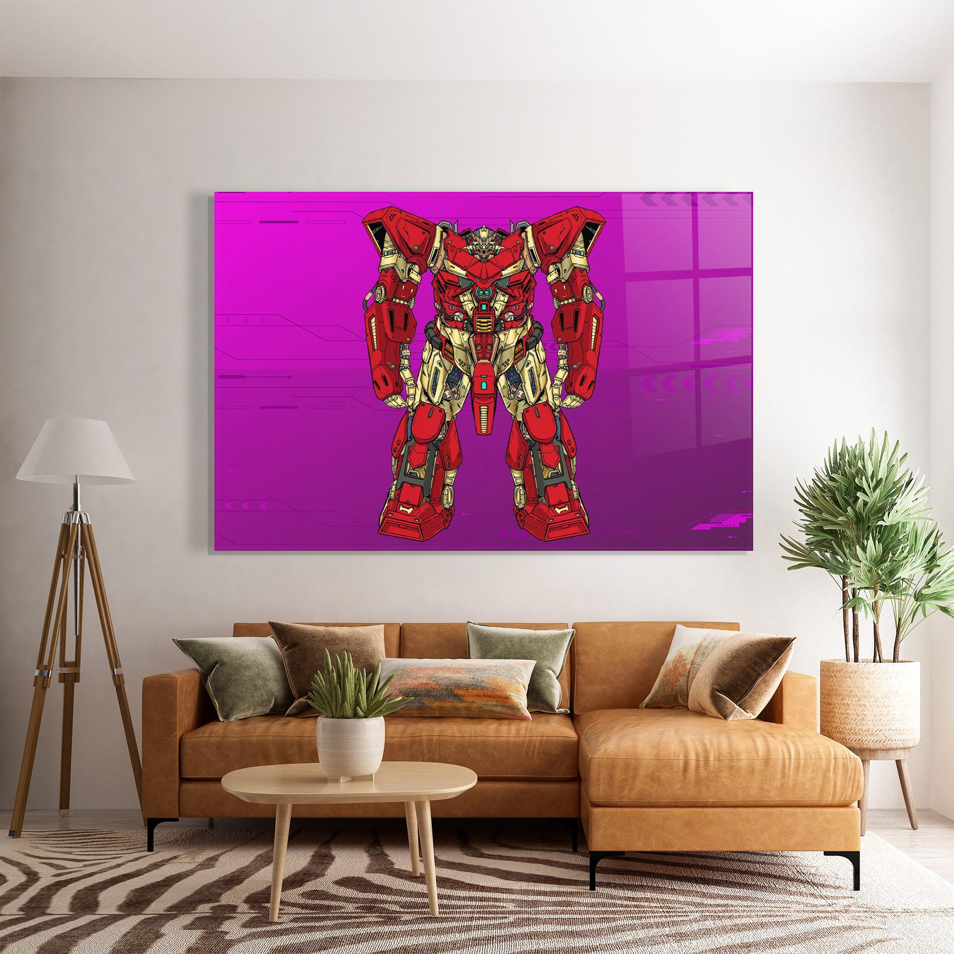 Glasbild Red Cream Robot mockup 7