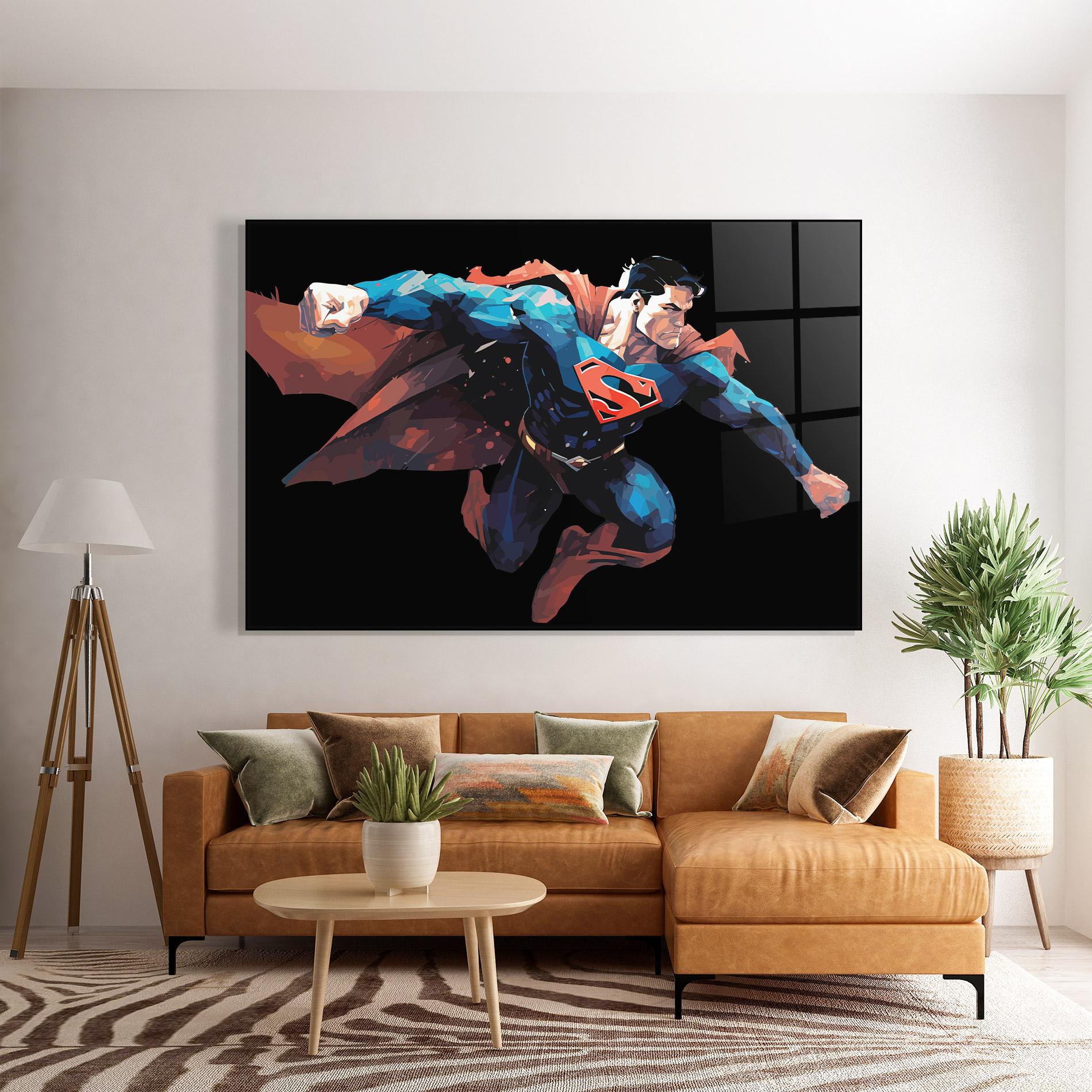 Glasbild Superman Jump mockup 7