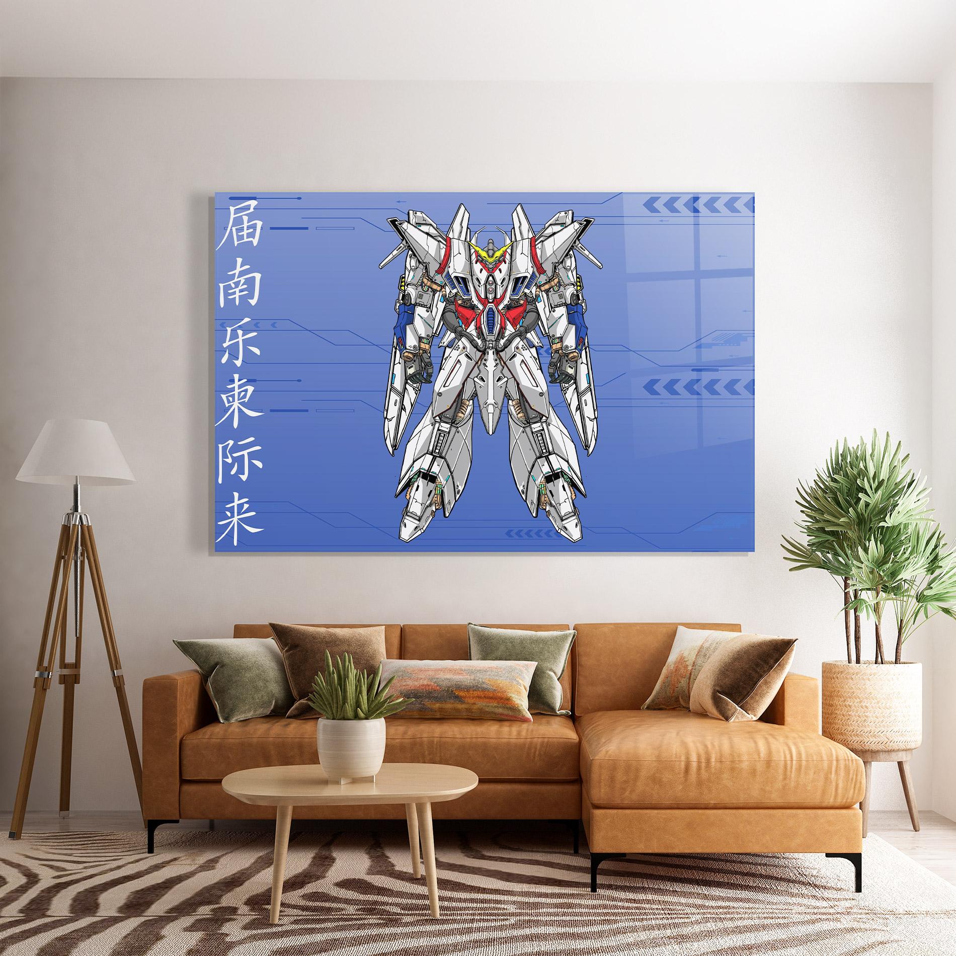 Glasbild White Red Robot mockup 7