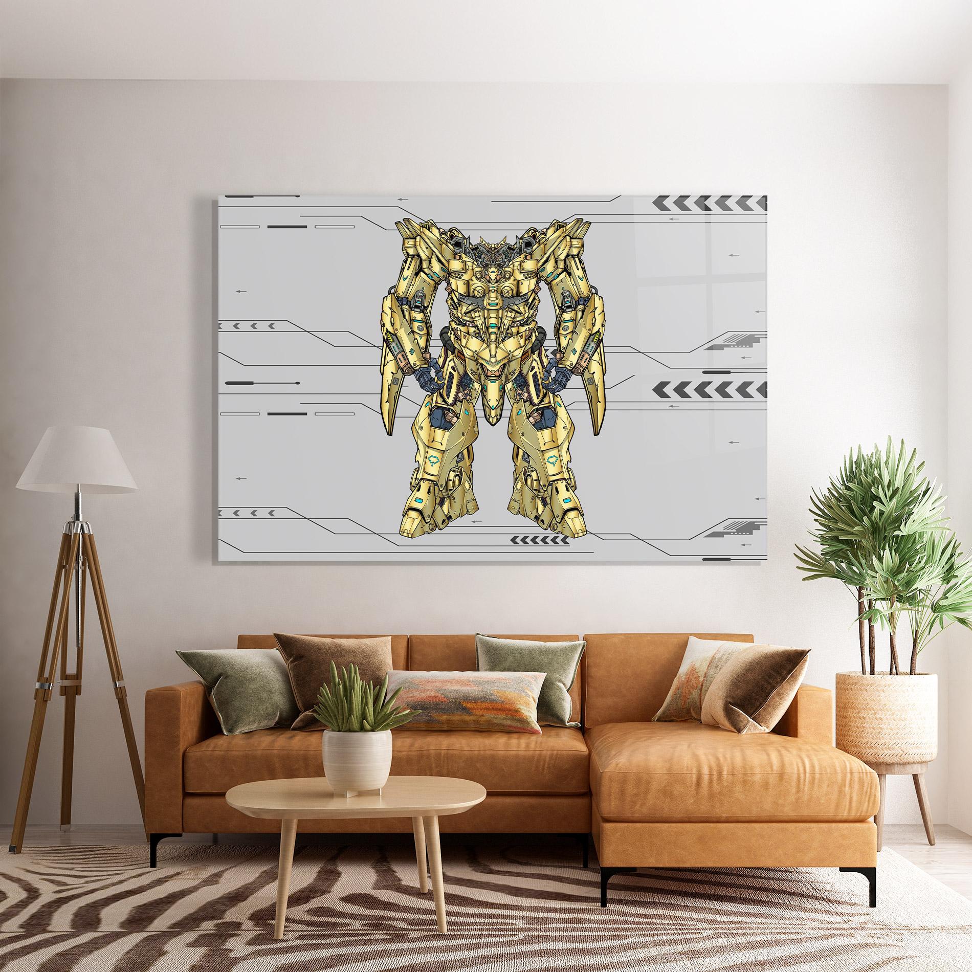 Glasbild Yellow Grey Robot mockup 7