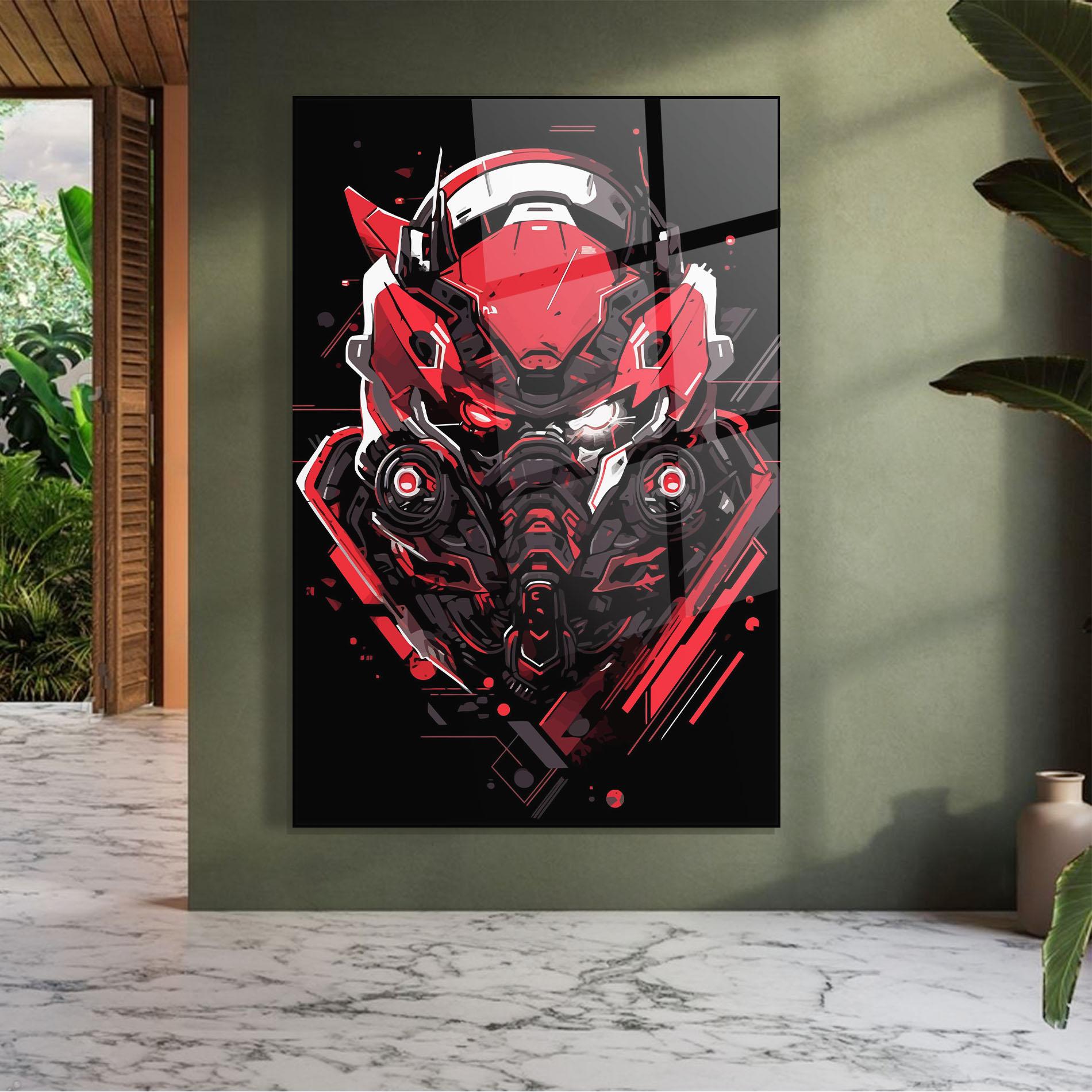 Glasbild Red Robot Art mockup 7