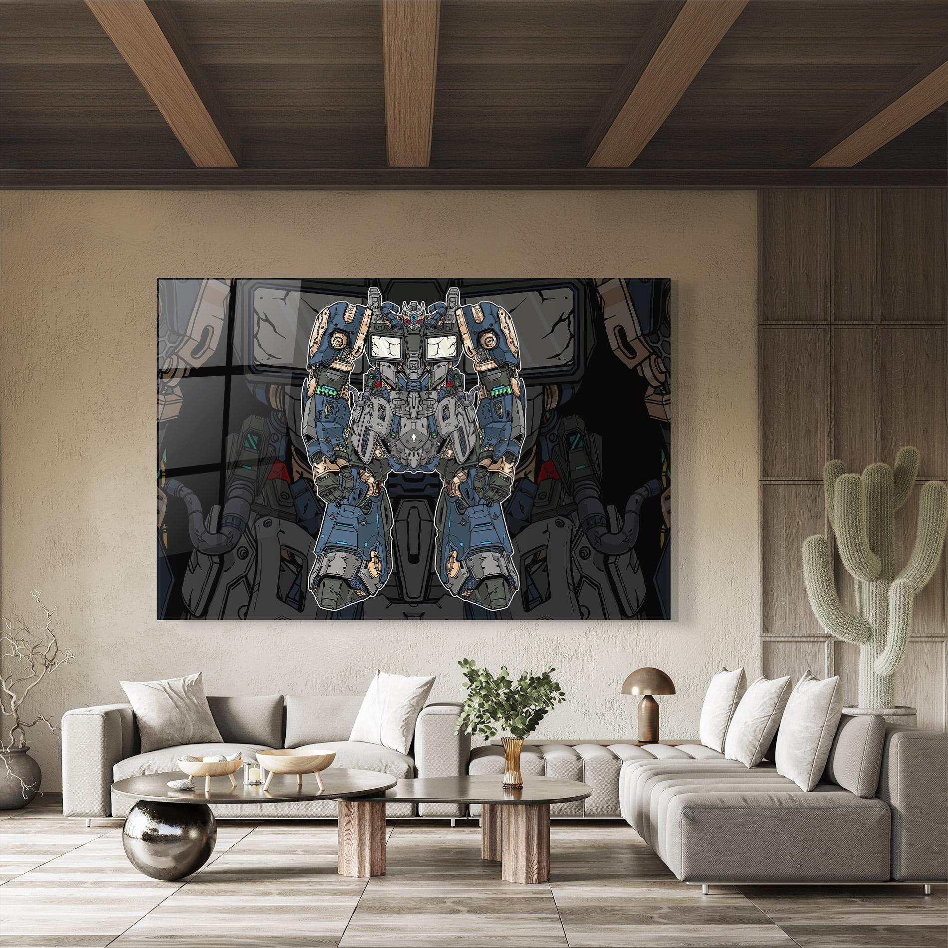 Glasbild Blue Green Robot mockup 8