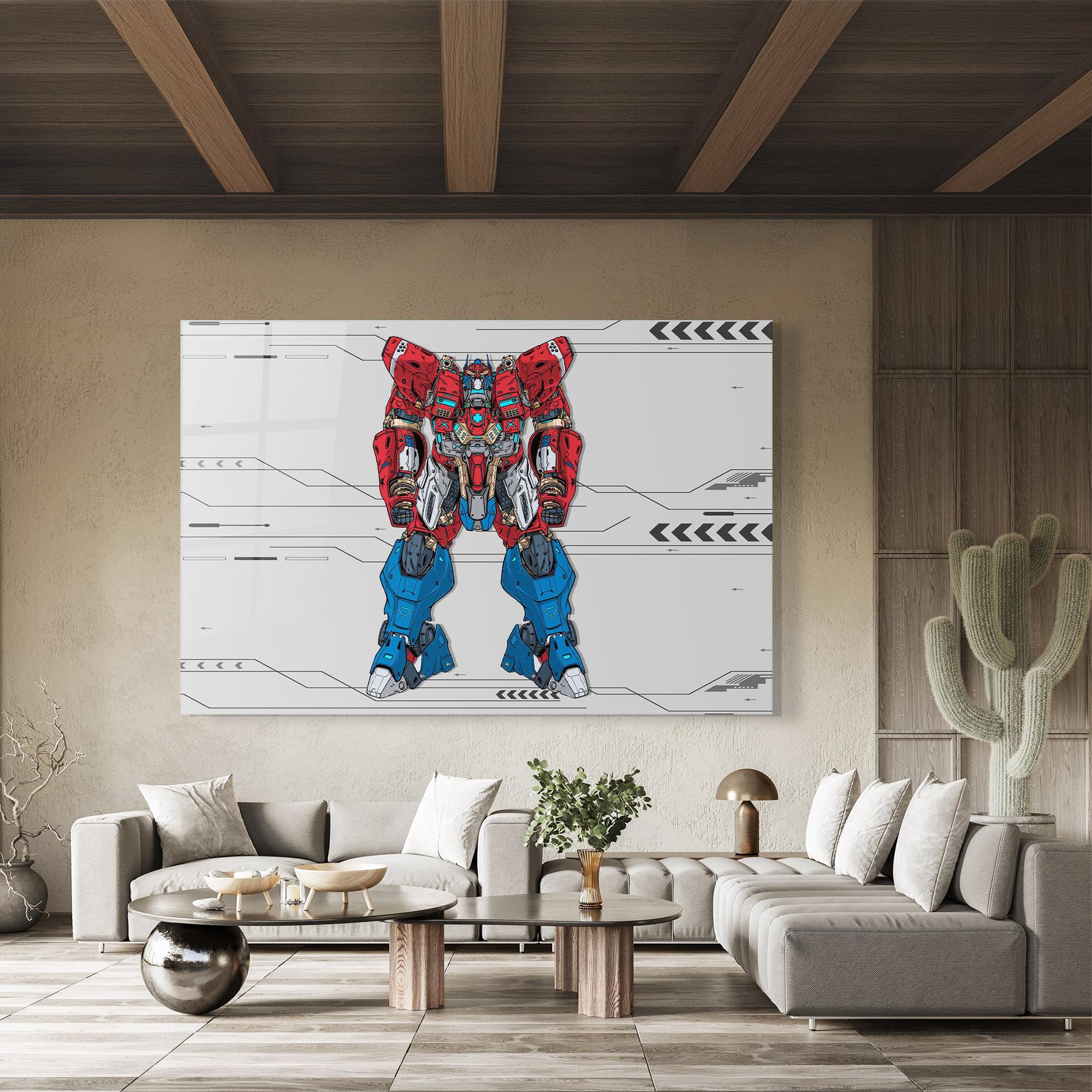 Glasbild Blue Red Robot mockup 8