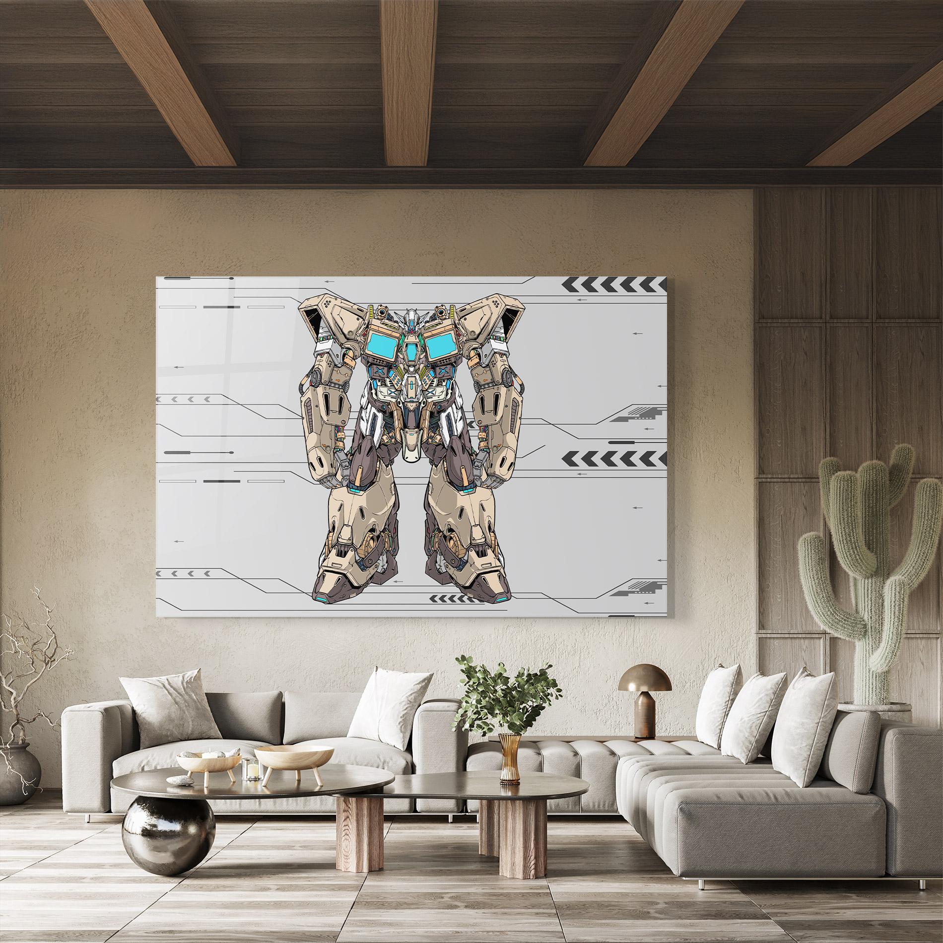 Glasbild Cream Blue Robot mockup 8