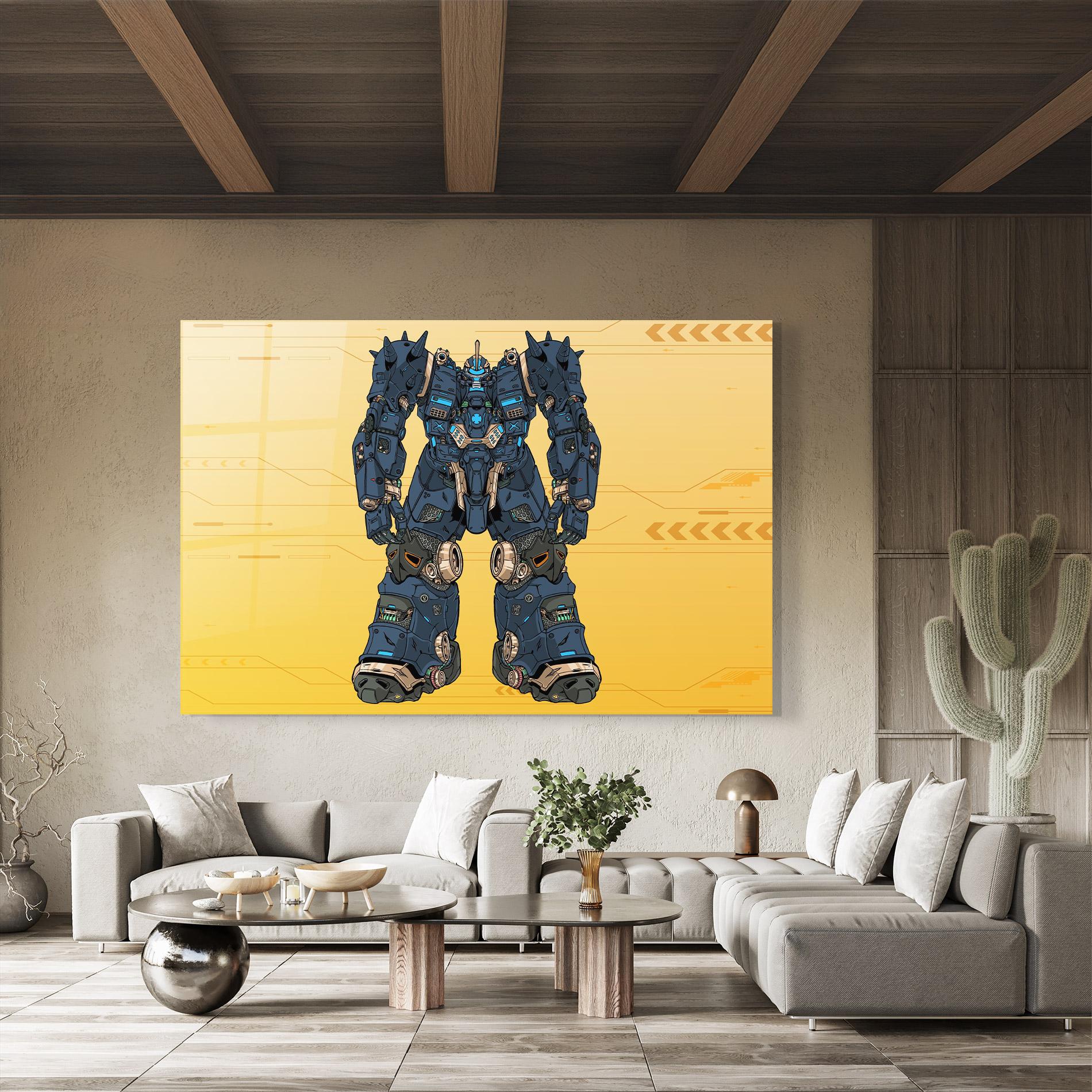Glasbild Dark Blue Robot mockup 8
