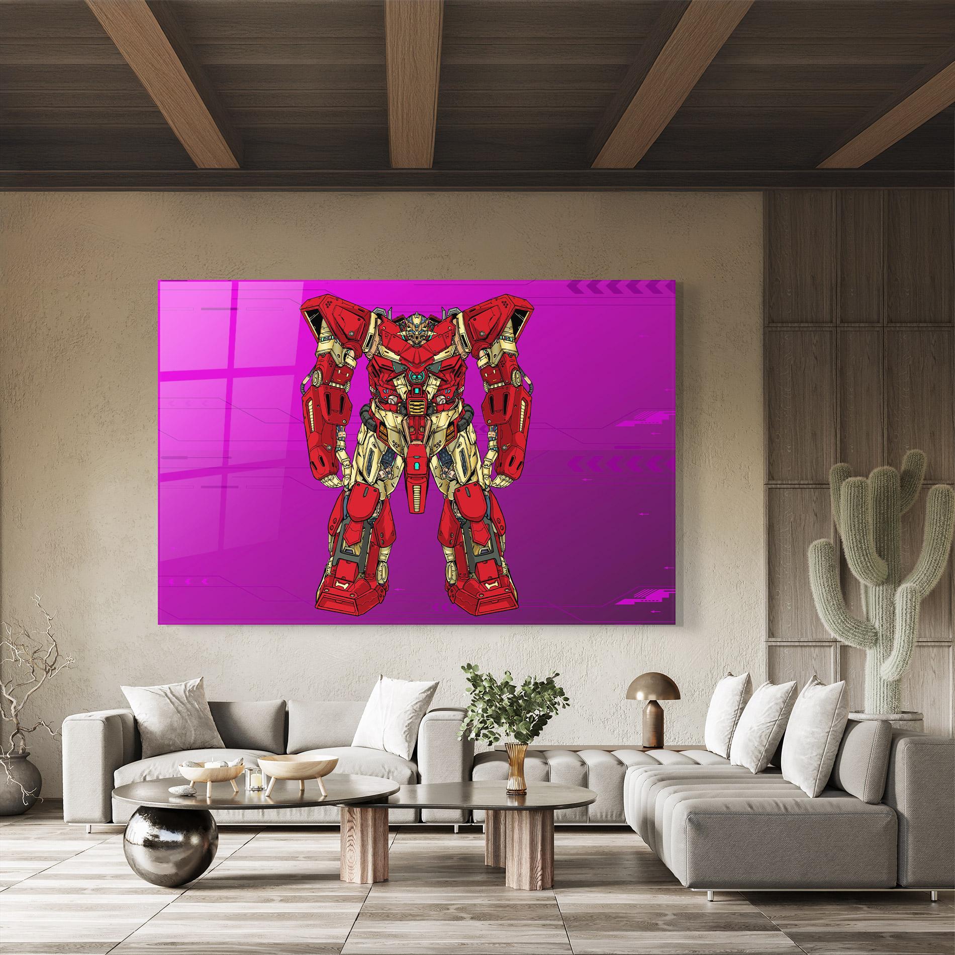 Glasbild Red Cream Robot mockup 8