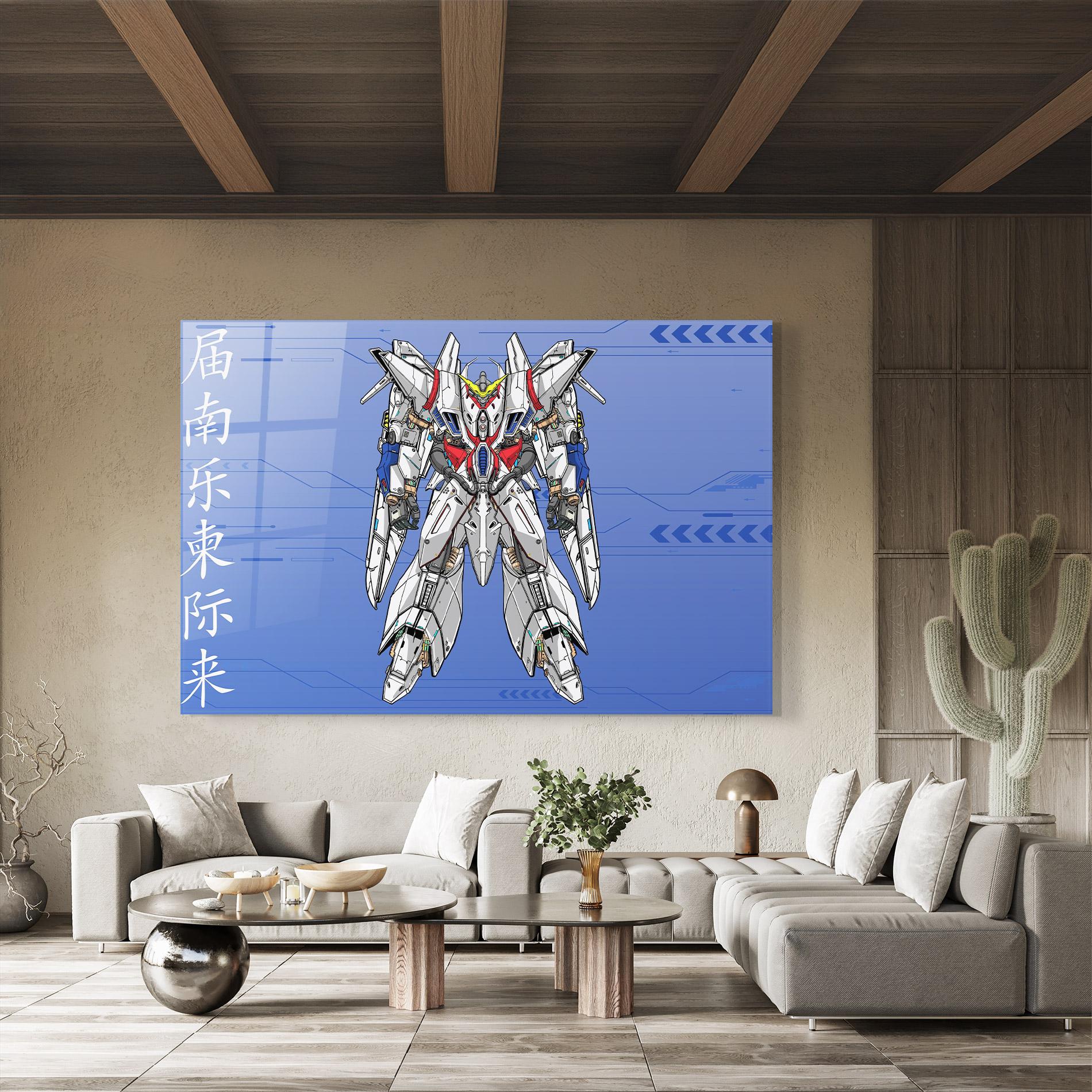 Glasbild White Red Robot mockup 8