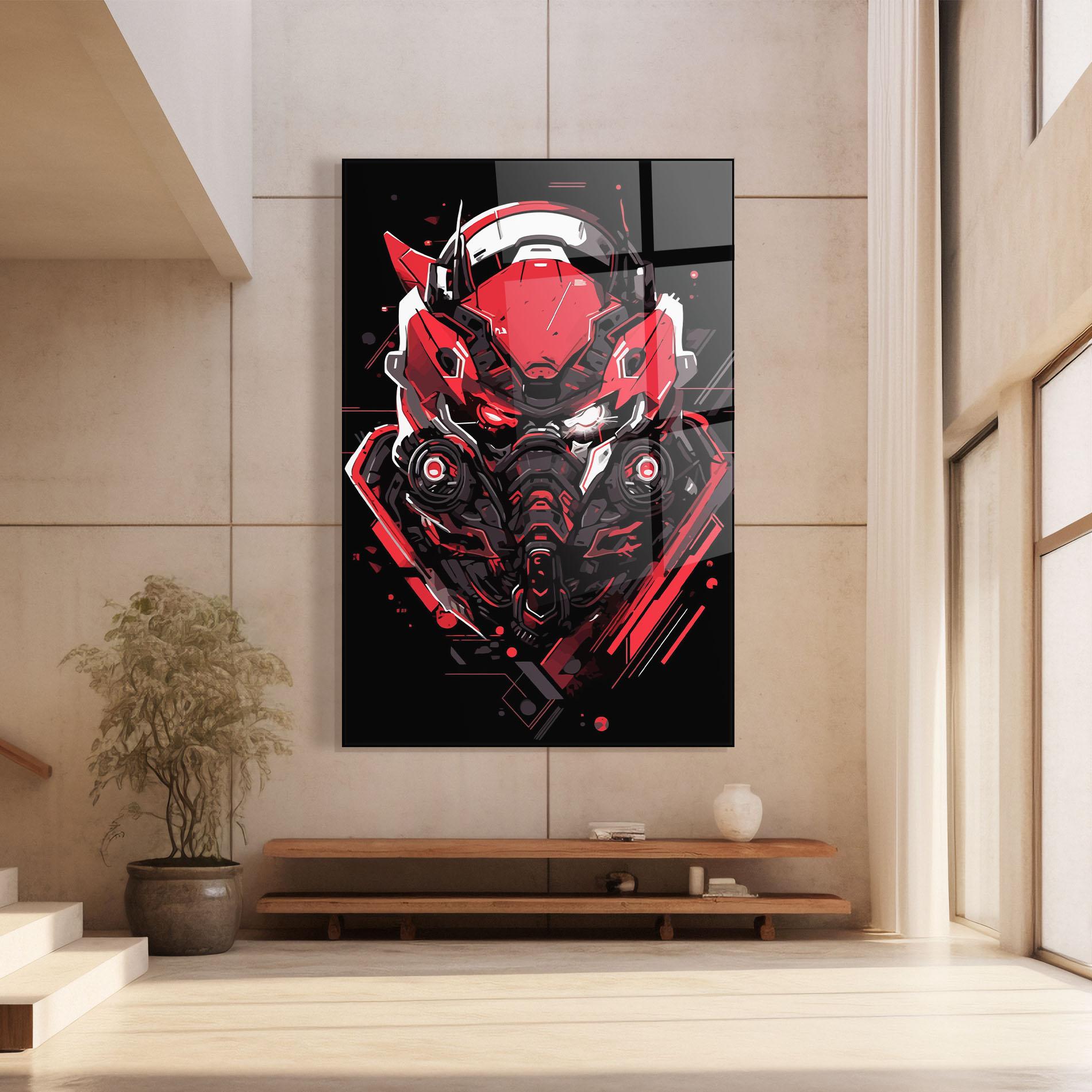 Glasbild Red Robot Art mockup 8