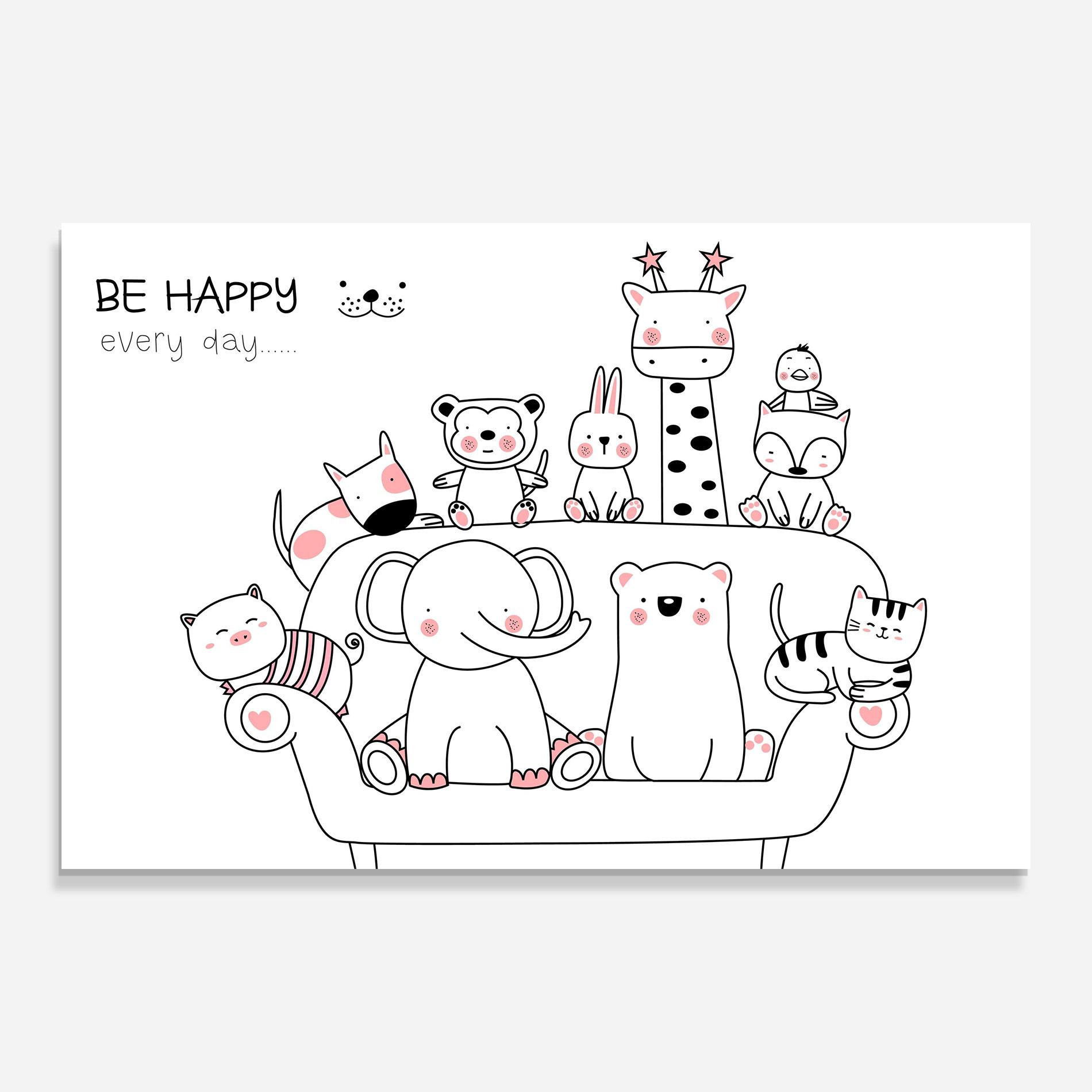 Glasbild Be Happy Animals mockup 0
